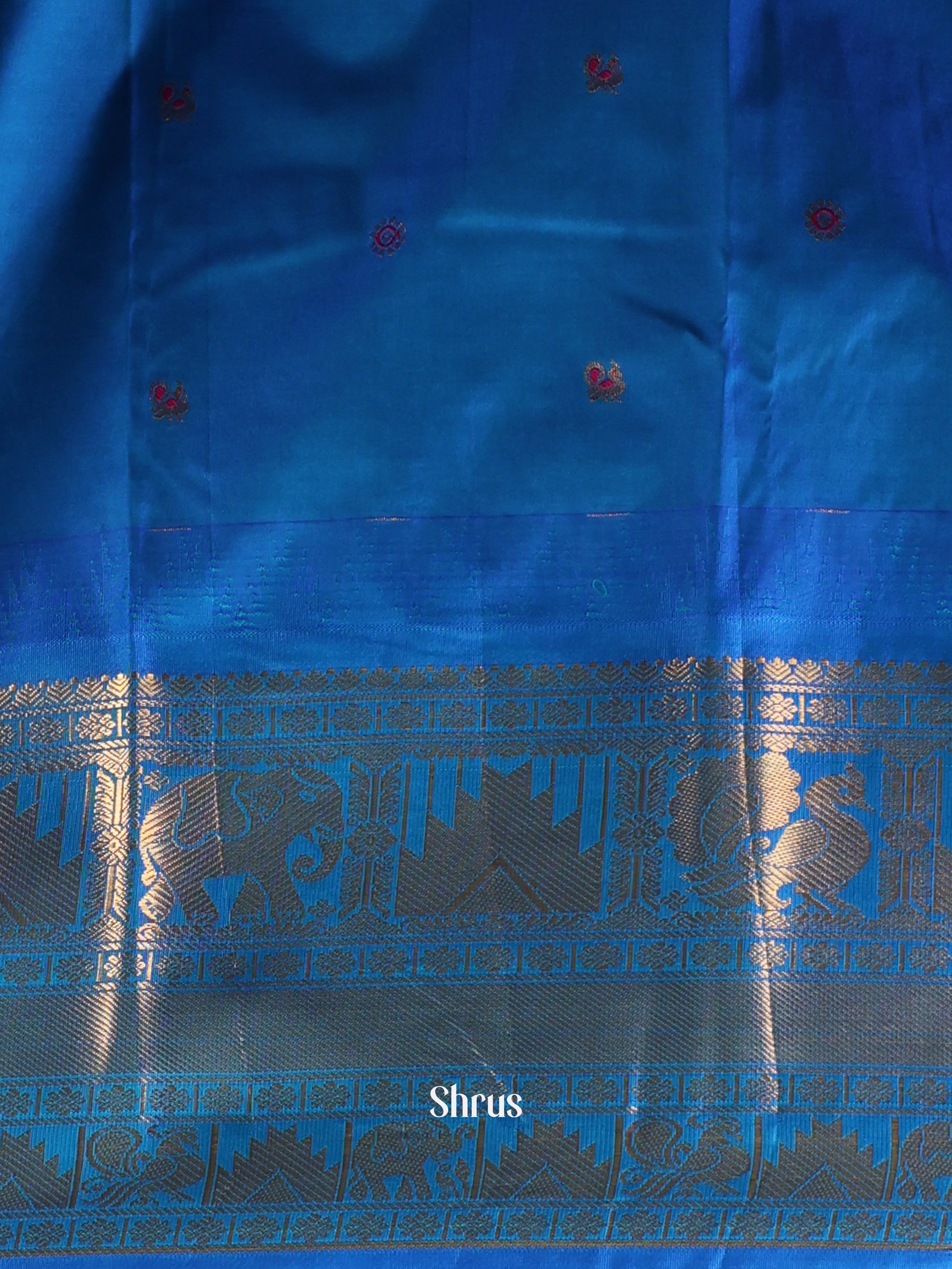 Purple & Blue - Gadwal halfpure Saree - Shop on Shrus.com