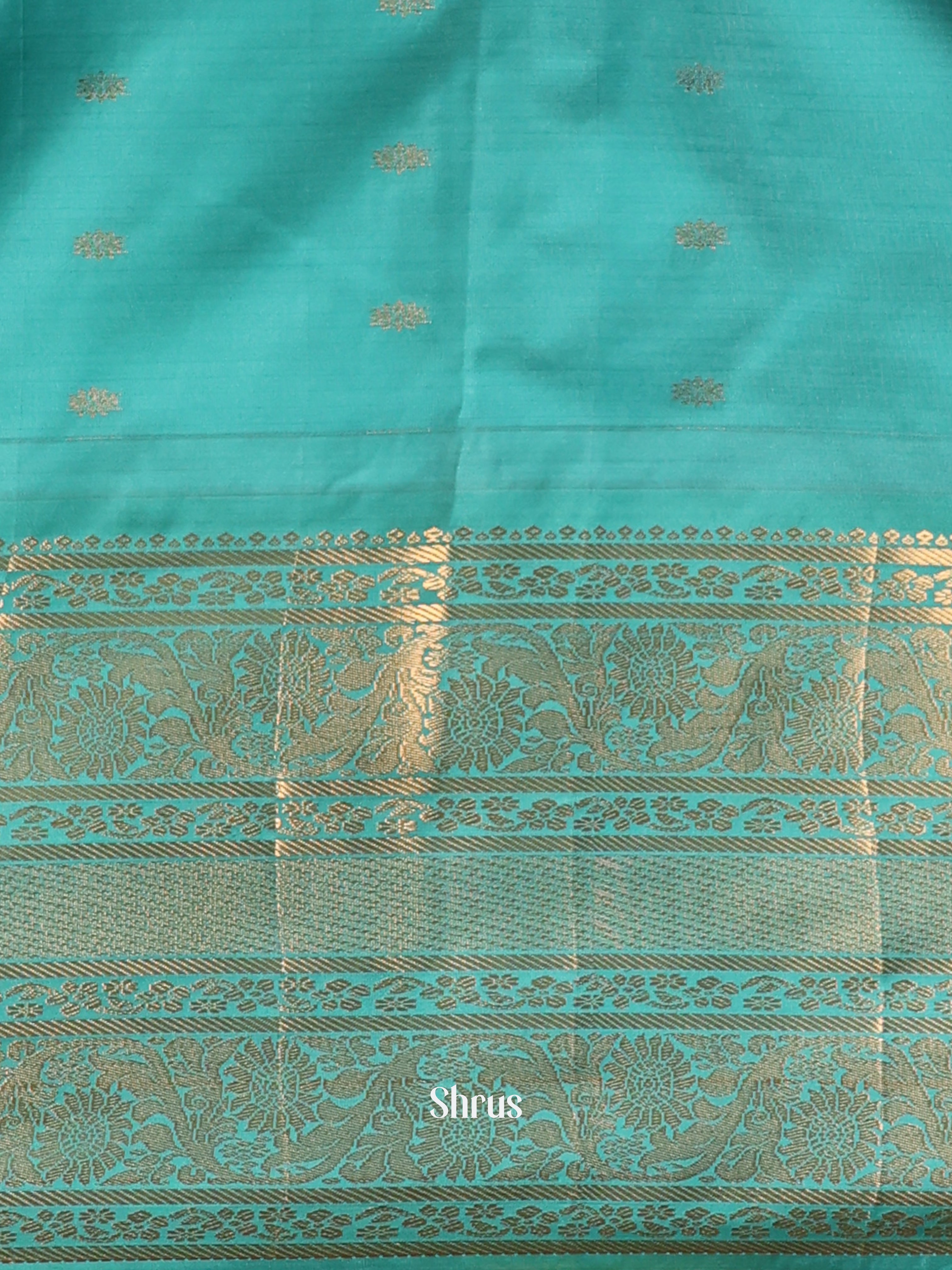 Violet & Teal- Gadwal halfpure Saree - Shop on Shrus.com