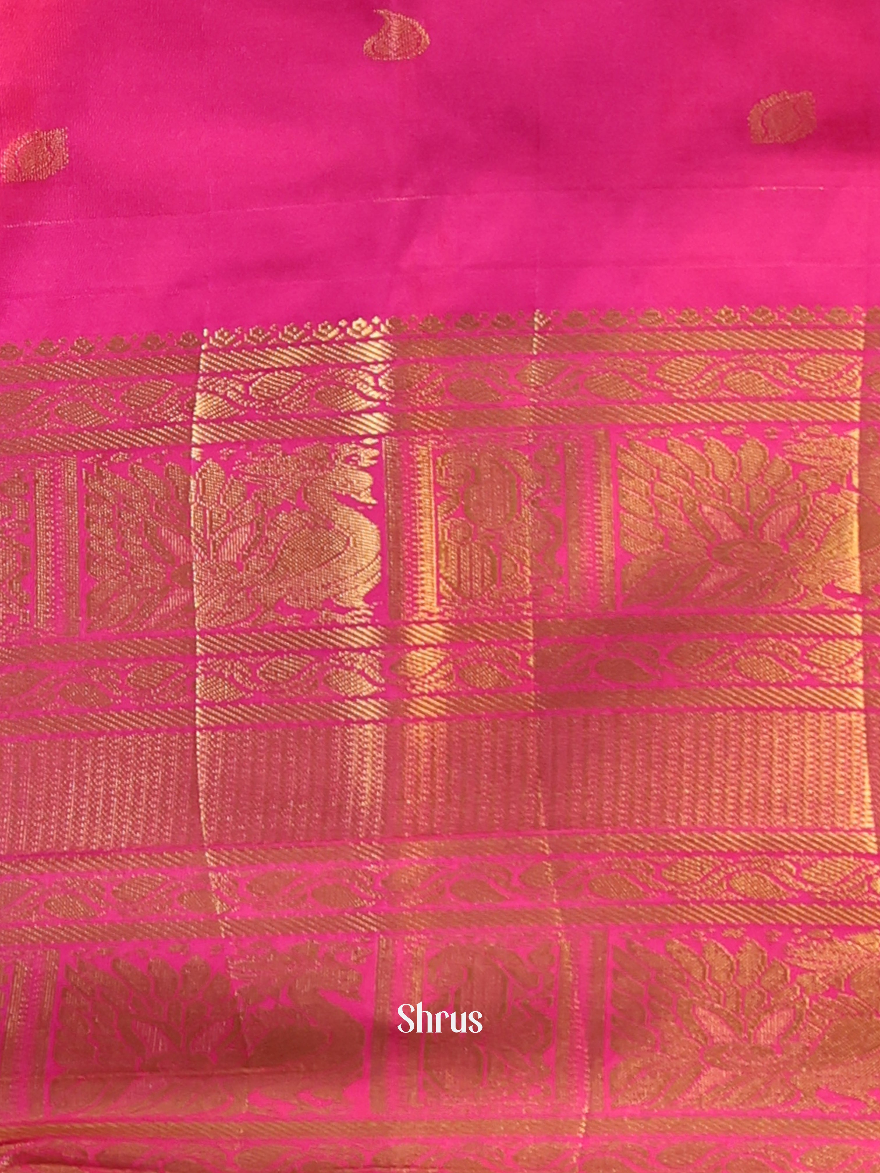 Green & Pink - Gadwal halfpure Saree - Shop on Shrus.com