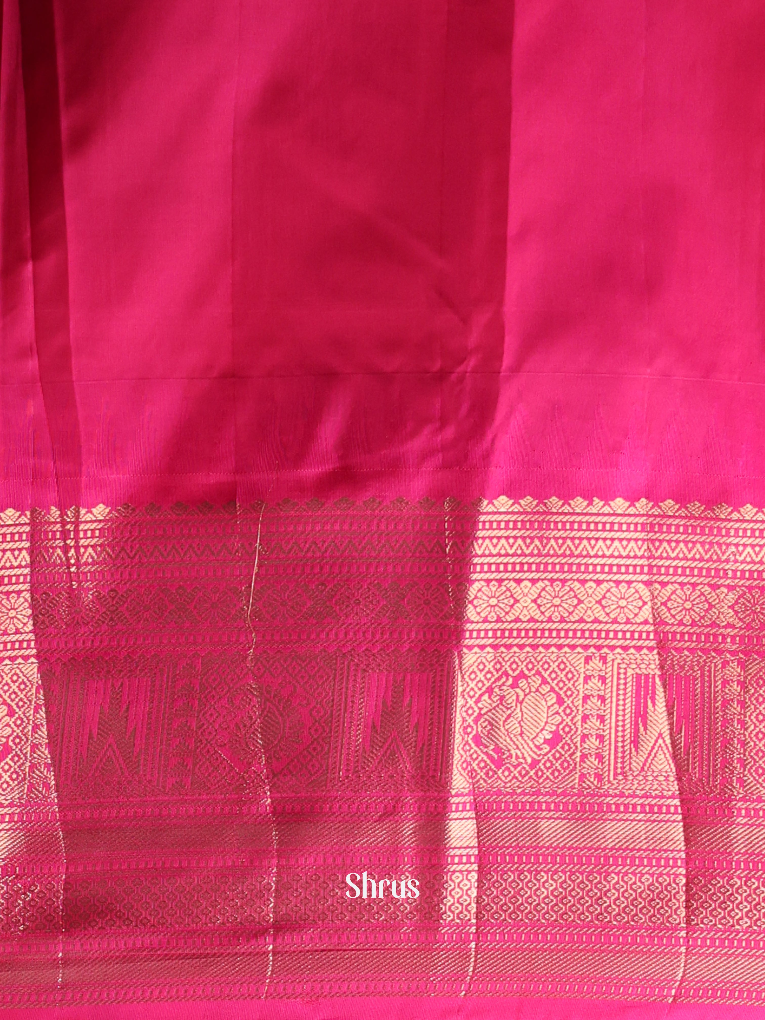 Blue & Pink - Gadwal halfpure Saree - Shop on Shrus.com