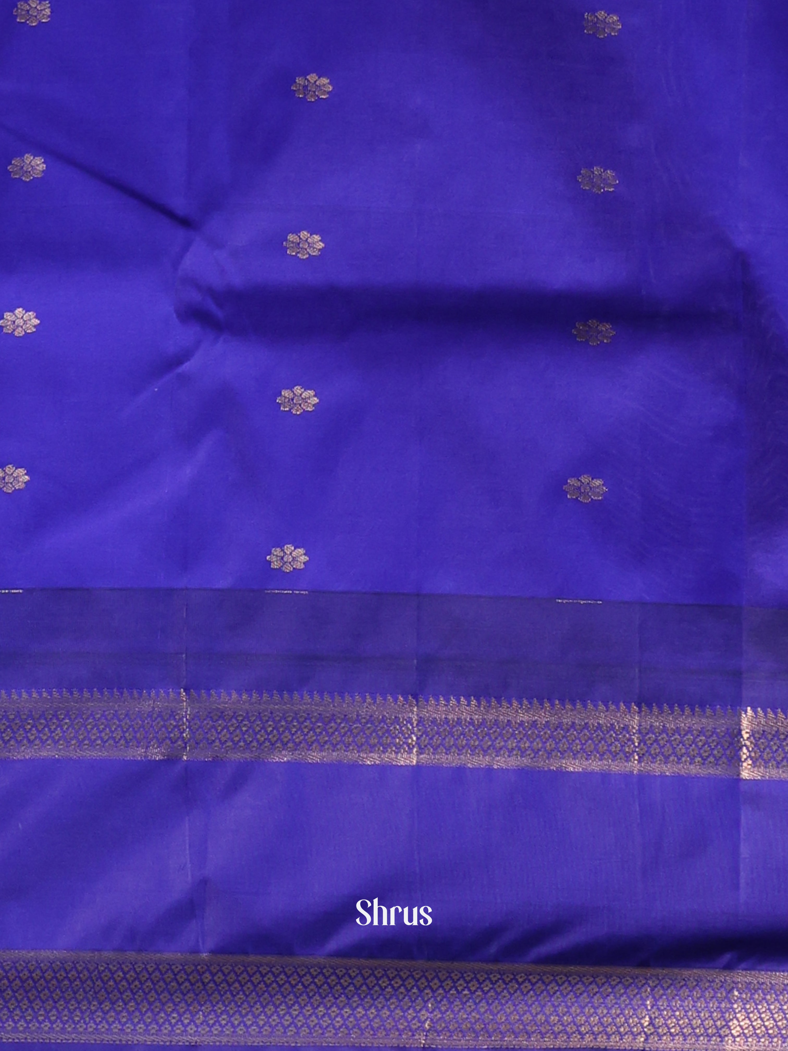 Yellow & Blue - Gadwal halfpure Saree - Shop on Shrus.com