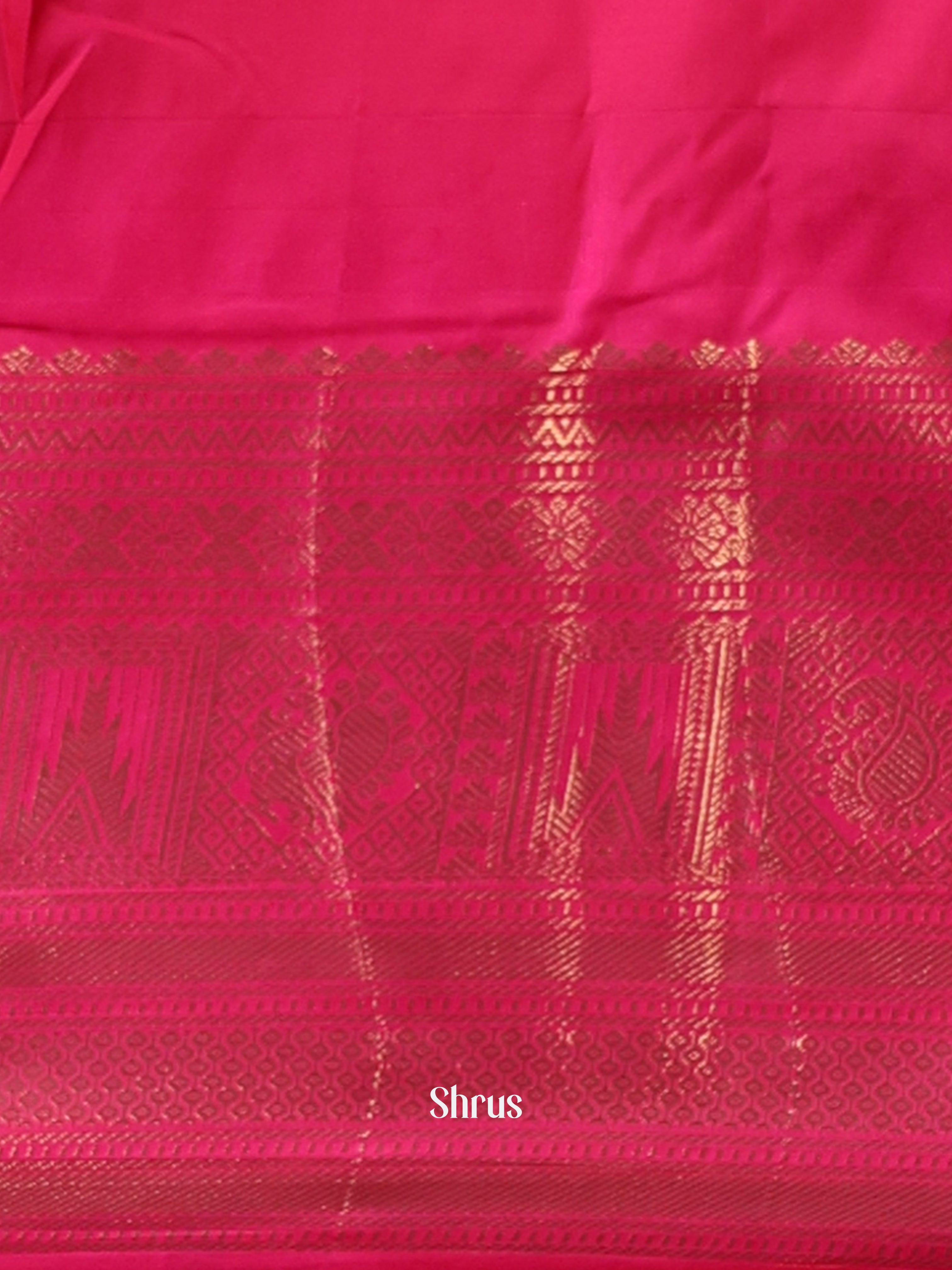 Pista Green & Pink- Gadwal halfpure Saree - Shop on Shrus.com