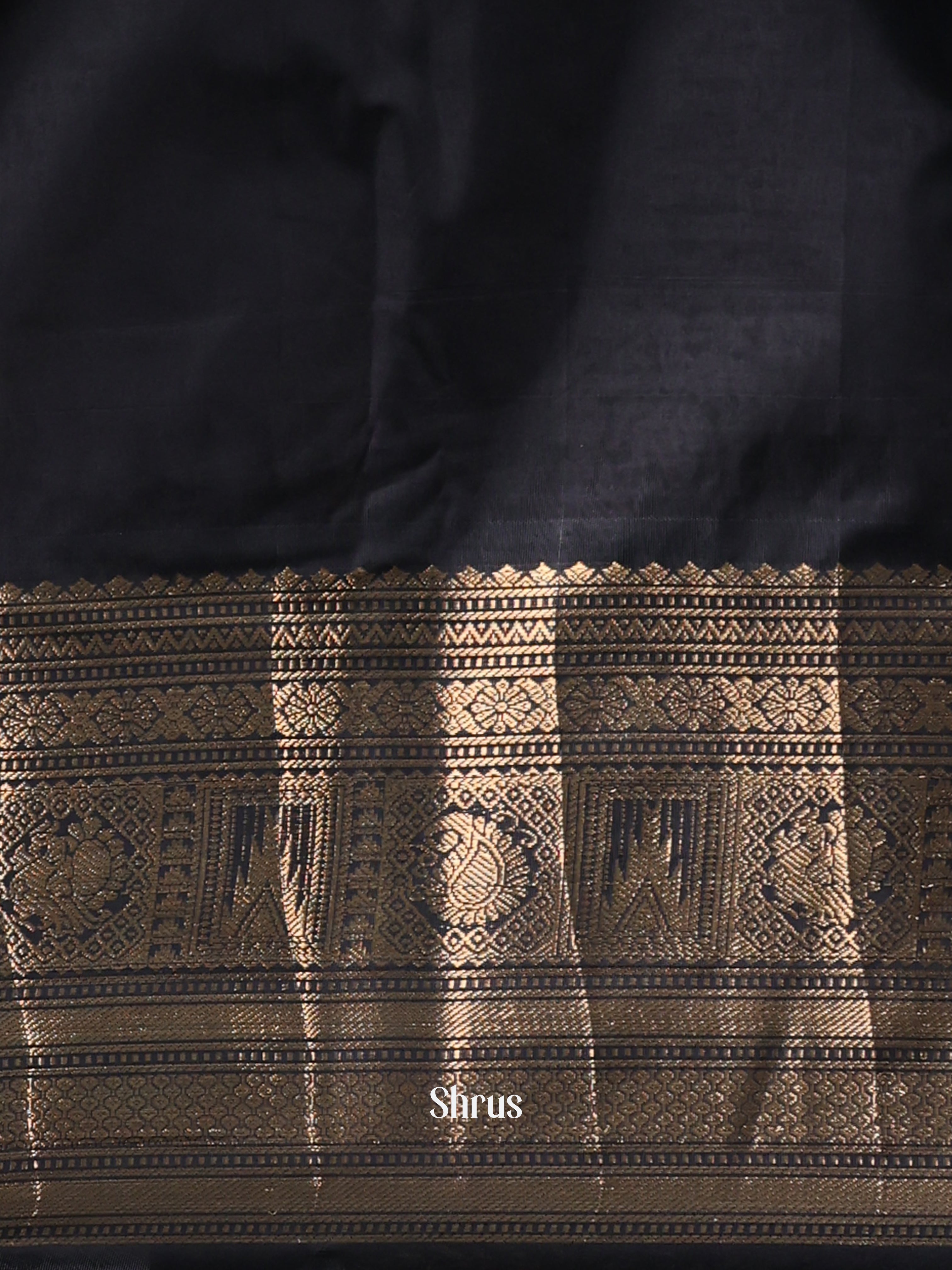 Blue & Black - Gadwal halfpure Saree - Shop on Shrus.com