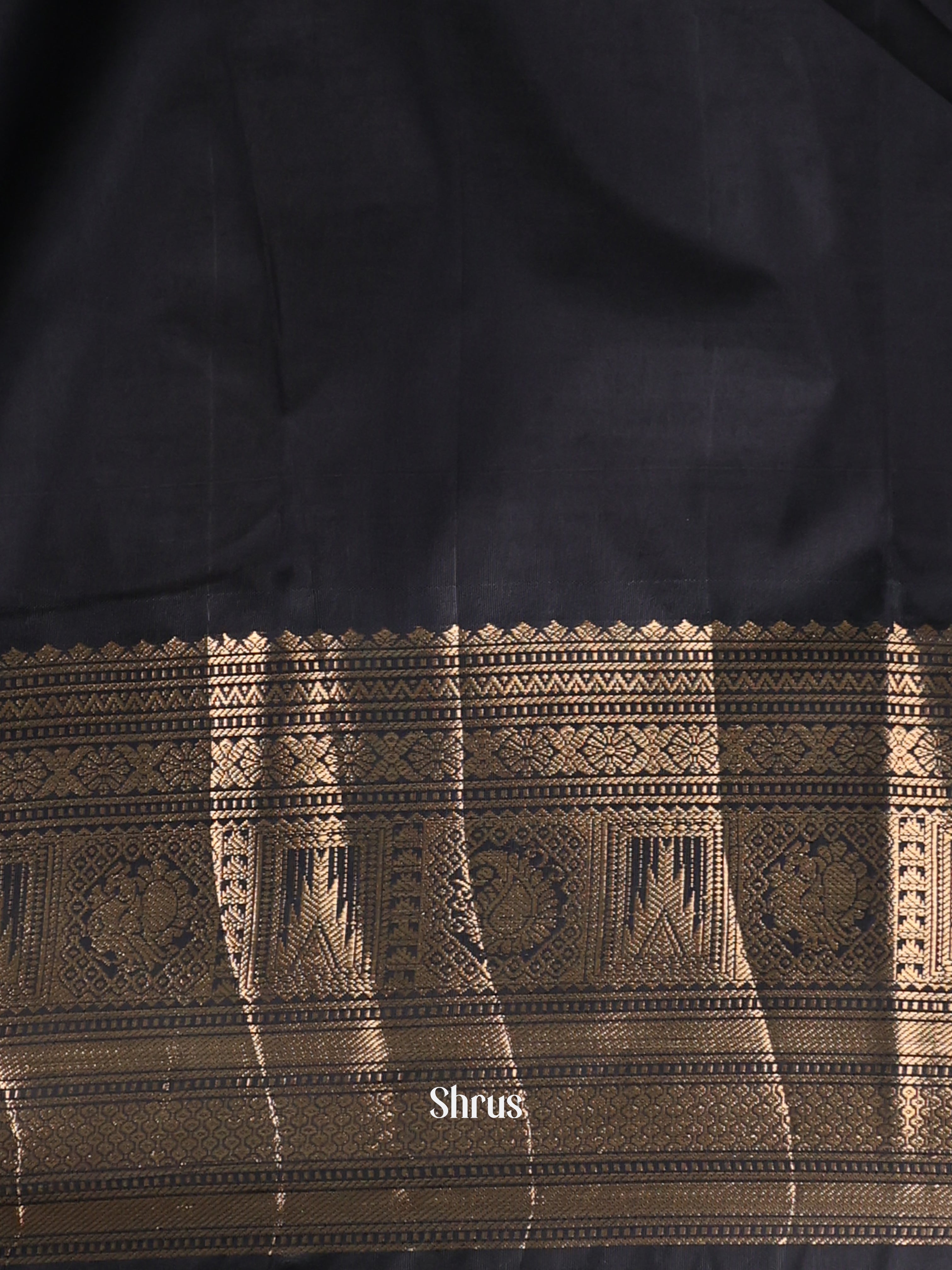 Lite Green & Black - Gadwal halfpure Saree - Shop on Shrus.com