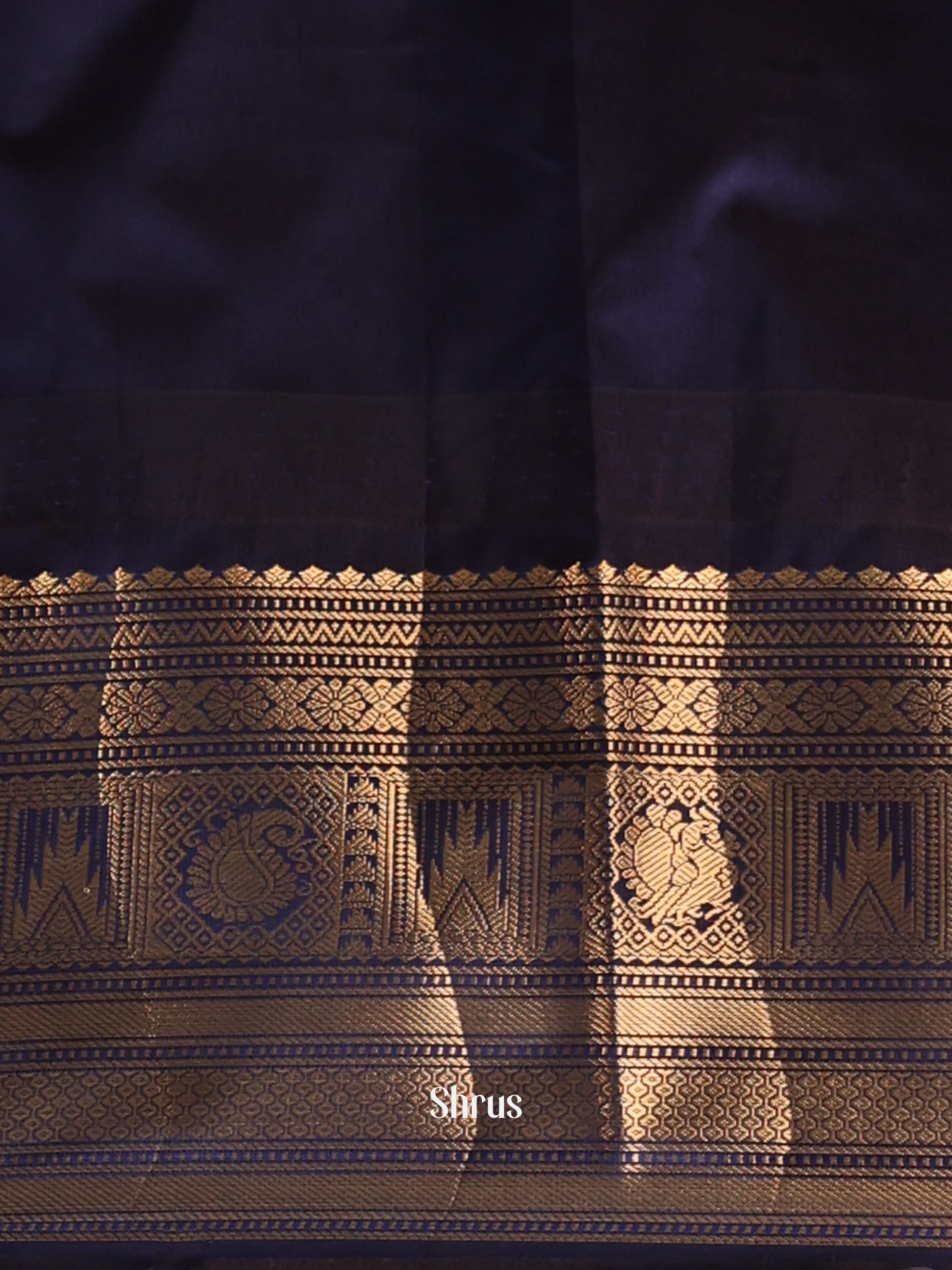 Orange & Black - Gadwal halfpure Saree - Shop on Shrus.com