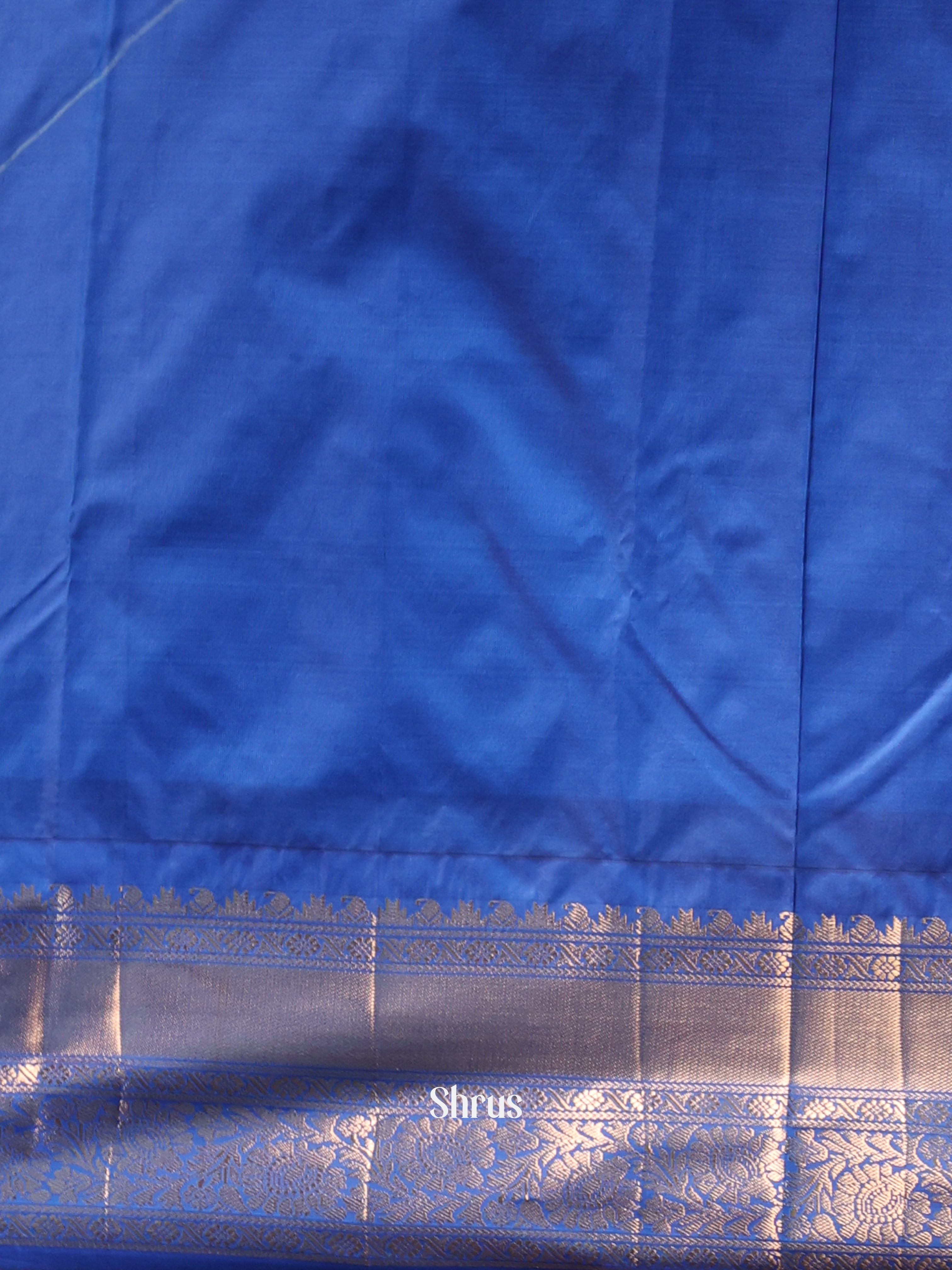 Teal & blue - Gadwal halfpure Saree - Shop on Shrus.com