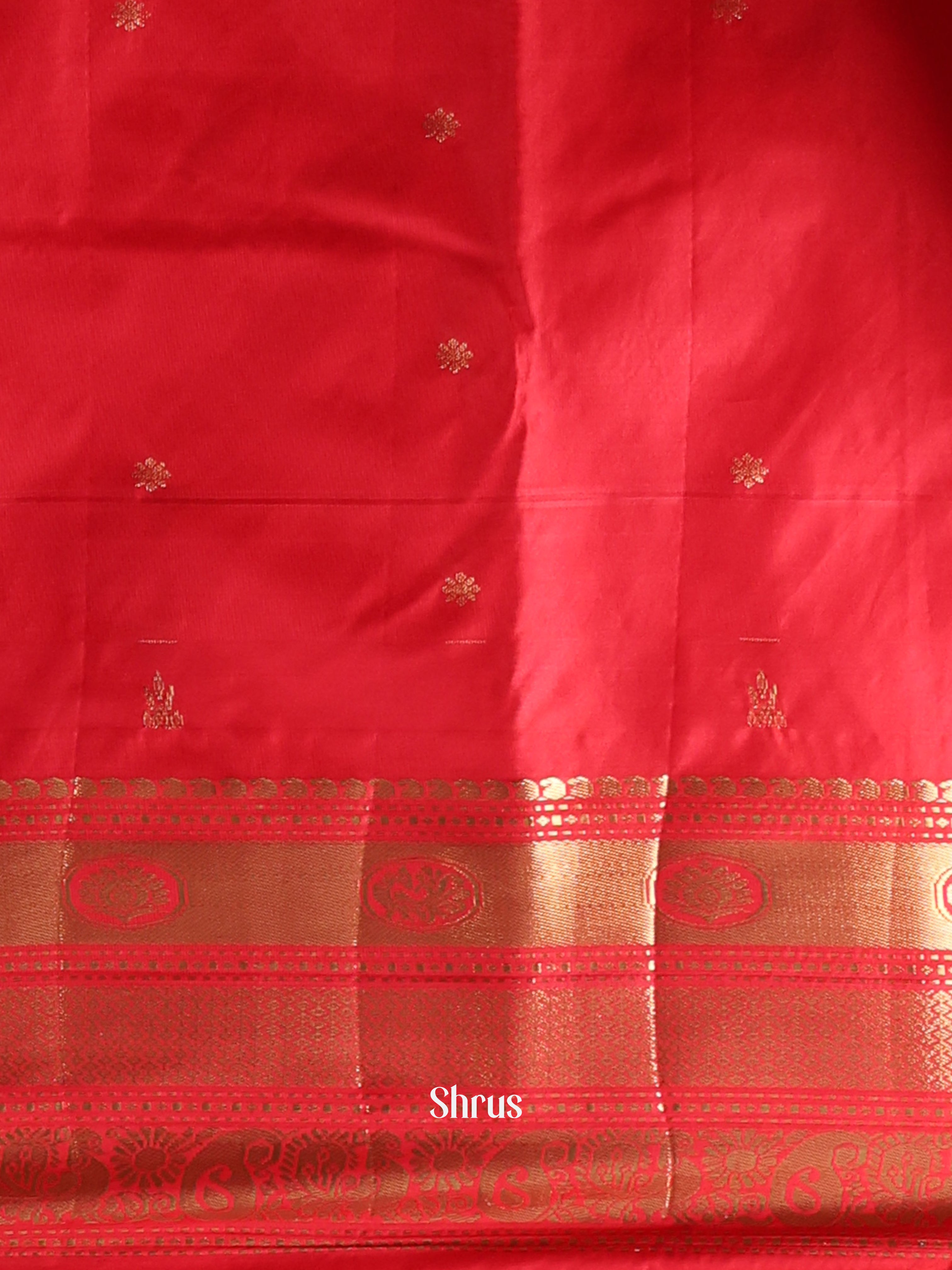 Yellow & Red - Gadwal halfpure Saree - Shop on Shrus.com