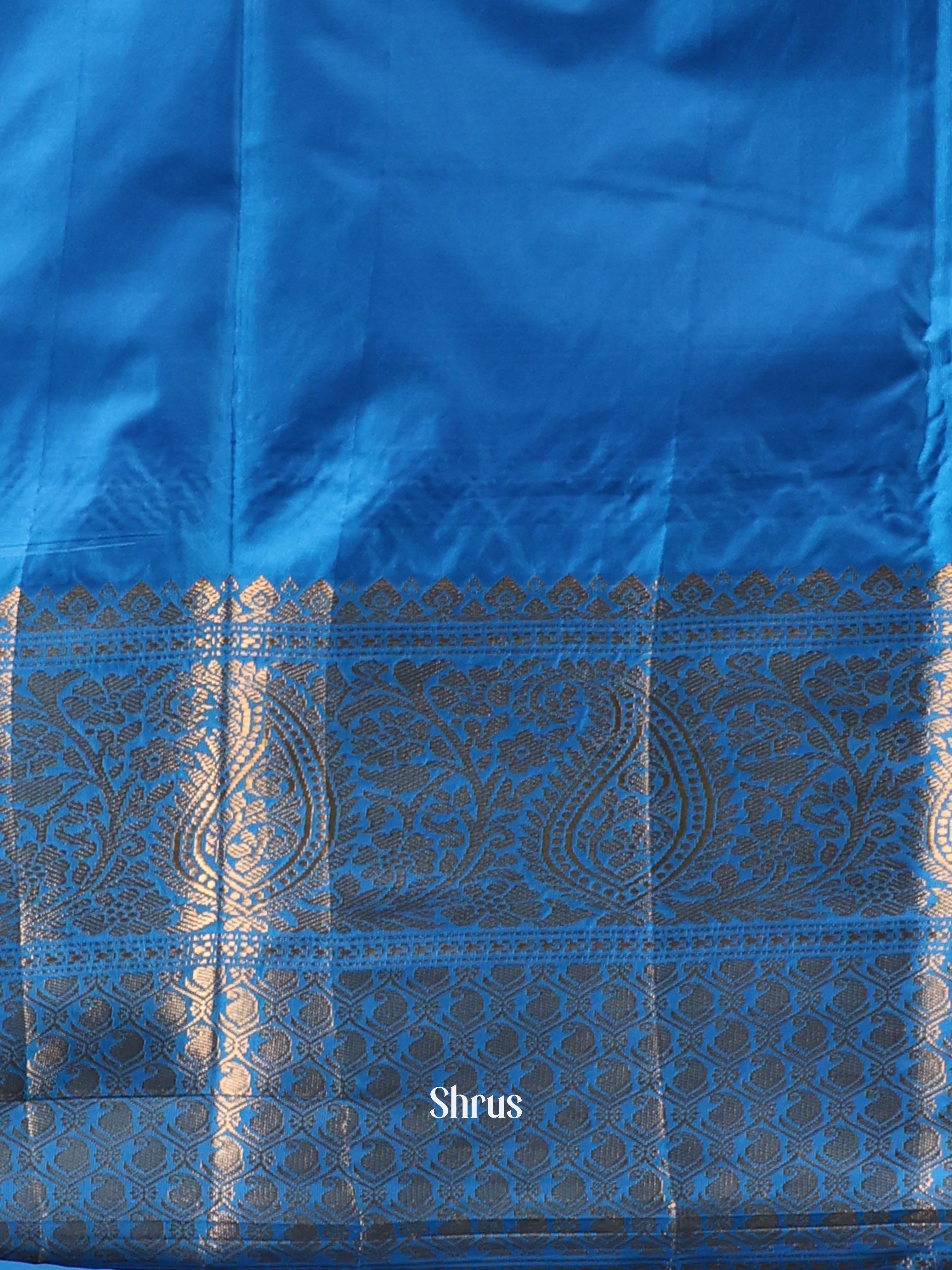 Purple & Blue - Gadwal halfpure Saree - Shop on Shrus.com