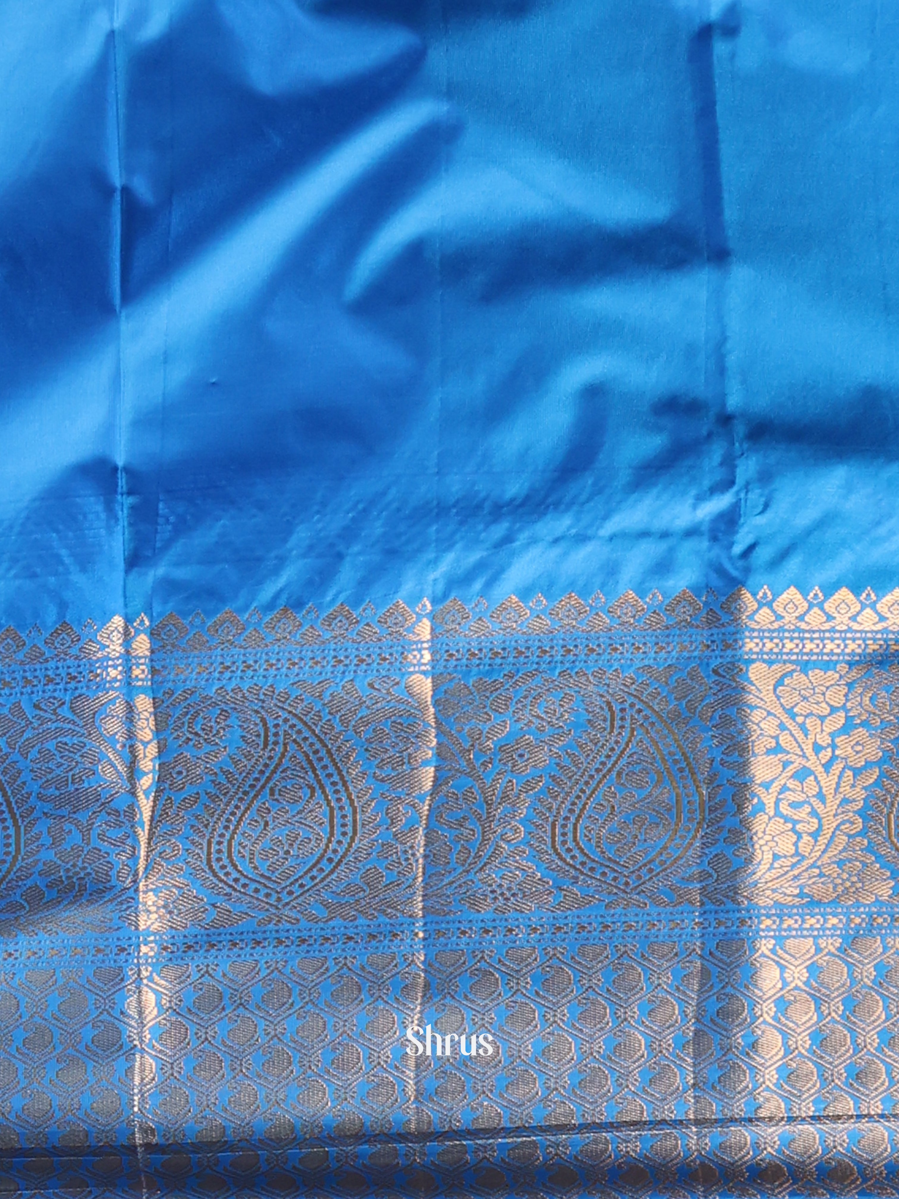 Purple & Blue - Gadwal halfpure Saree - Shop on Shrus.com