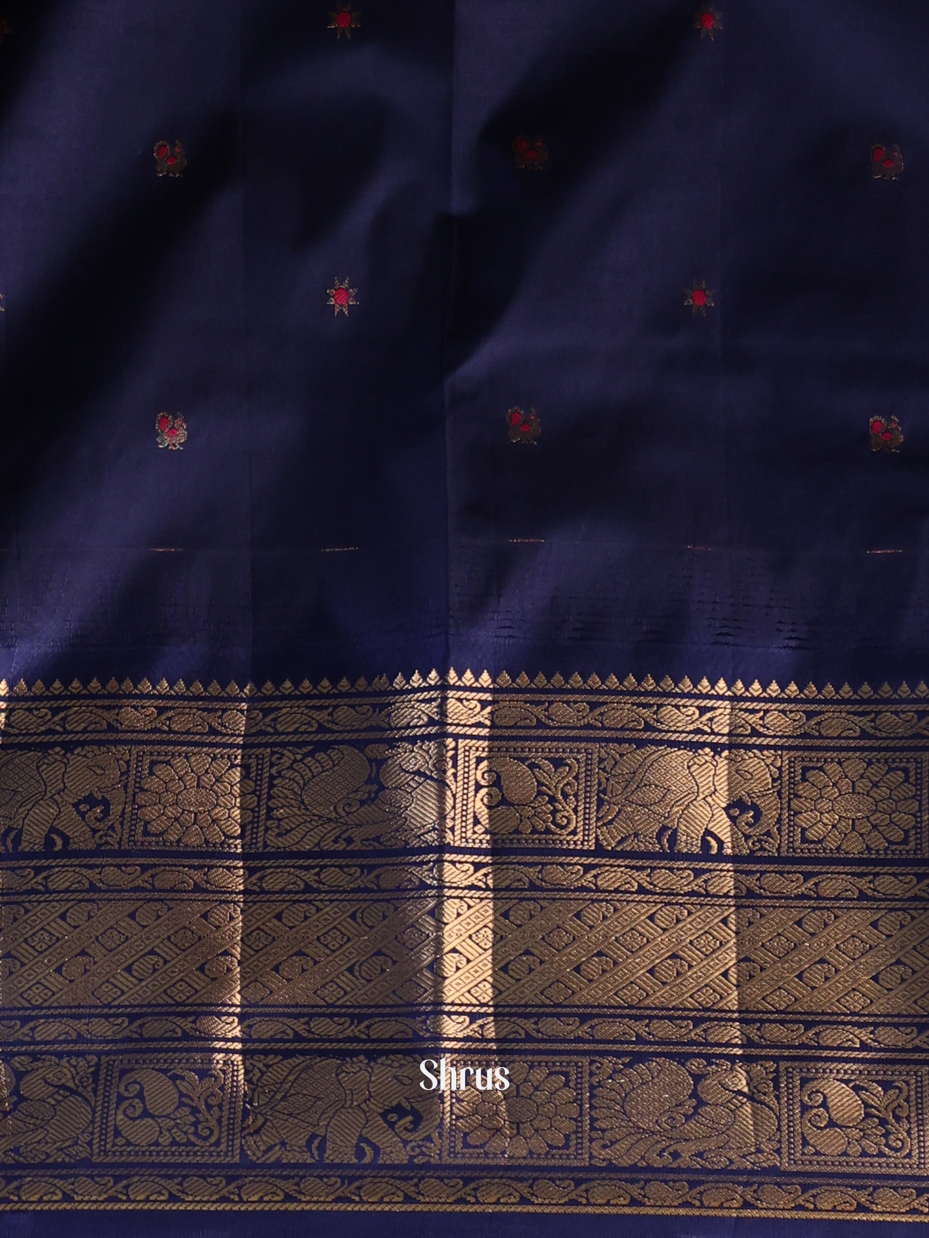 Pink & Blue - Gadwal halfpure Saree - Shop on Shrus.com