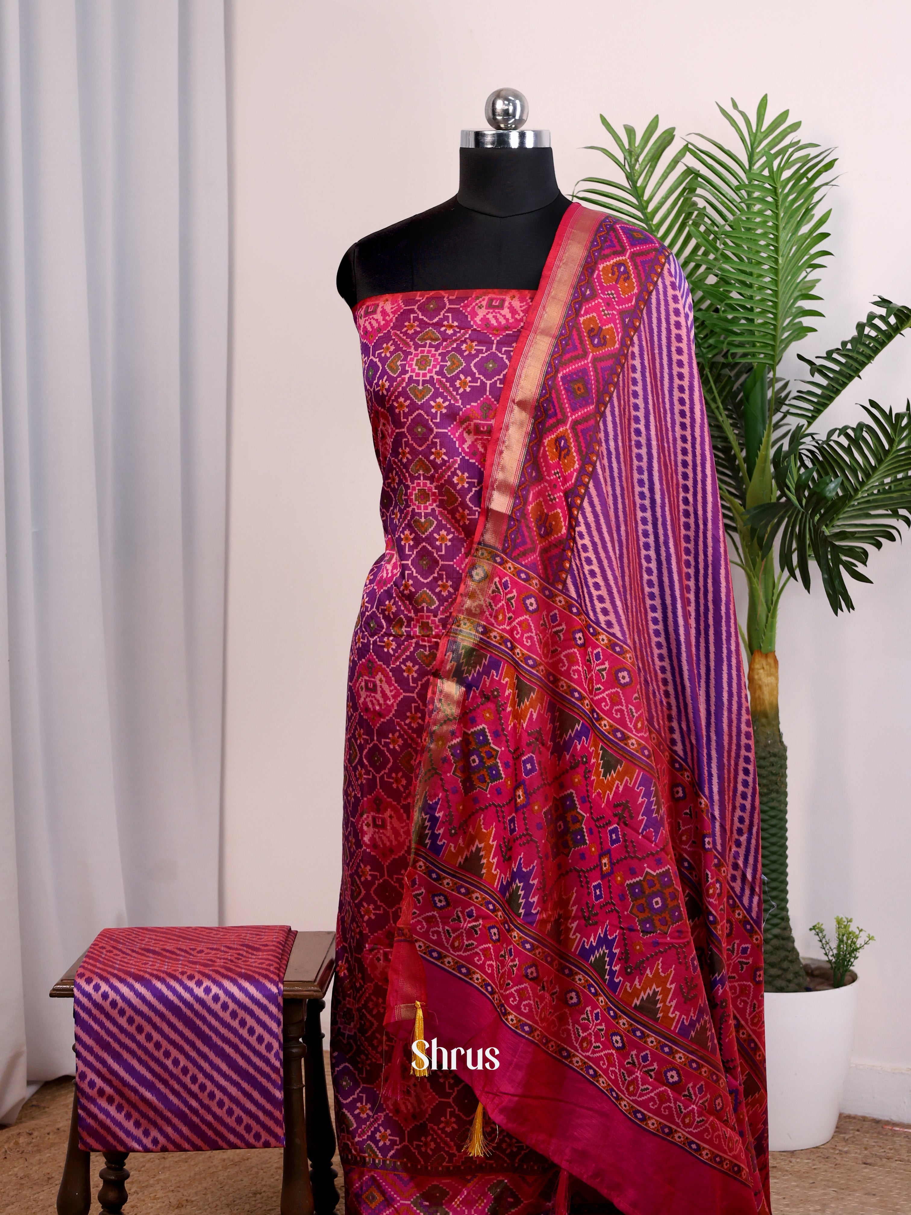 Pink & Purple- semi patola salwar - Shop on Shrus.com
