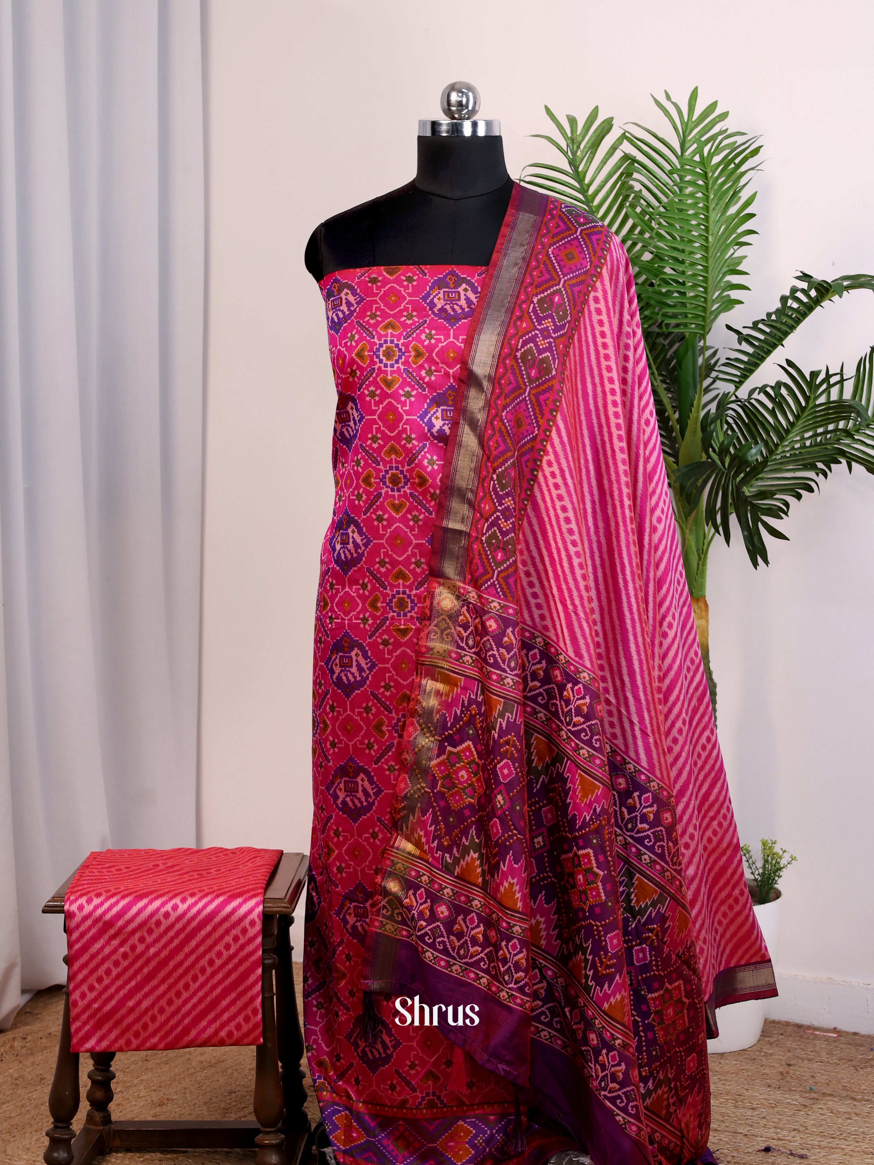 Pink - semi patola salwar - Shop on Shrus.com