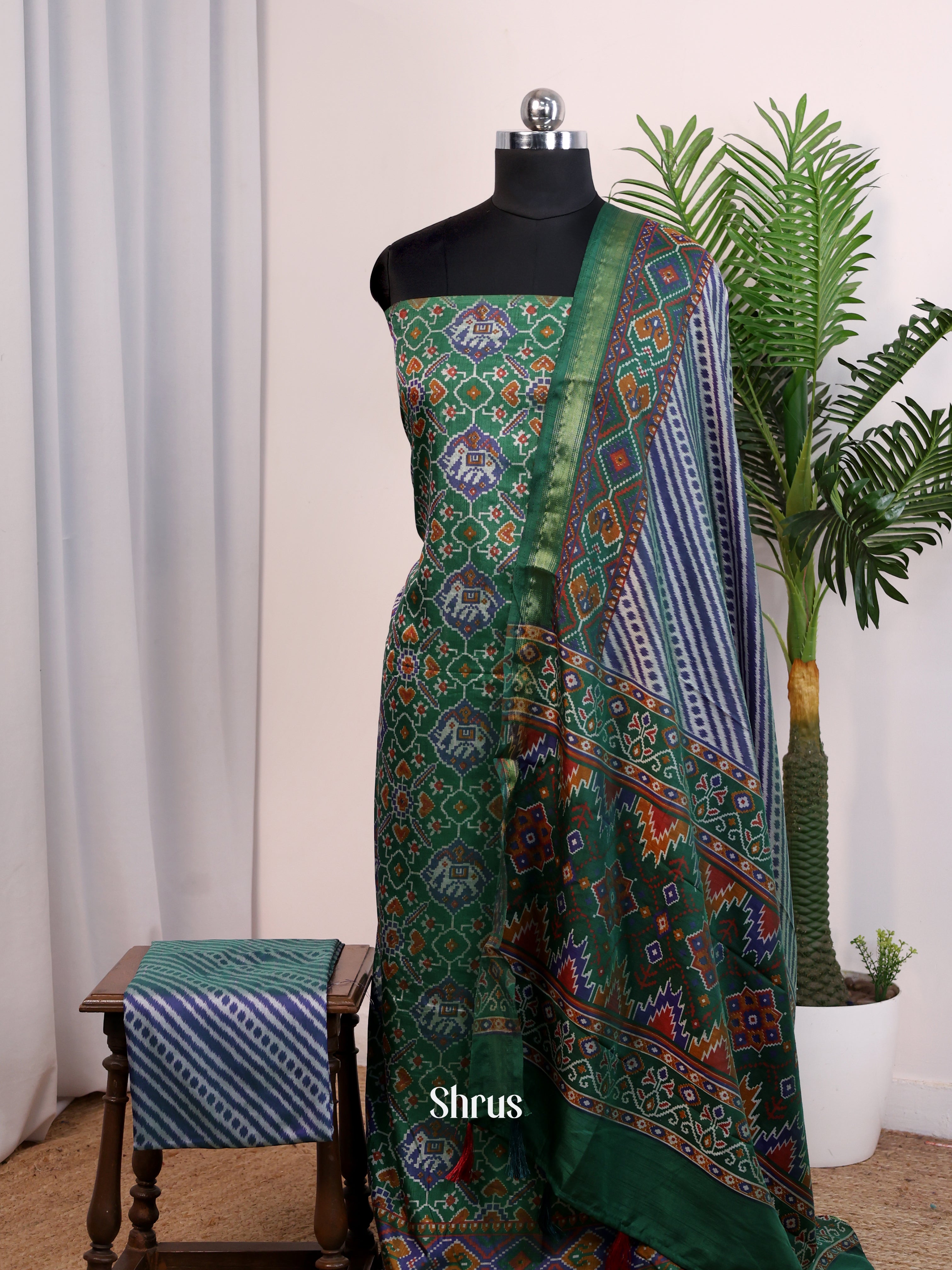 Green & Purple - semi patola salwar - Shop on Shrus.com