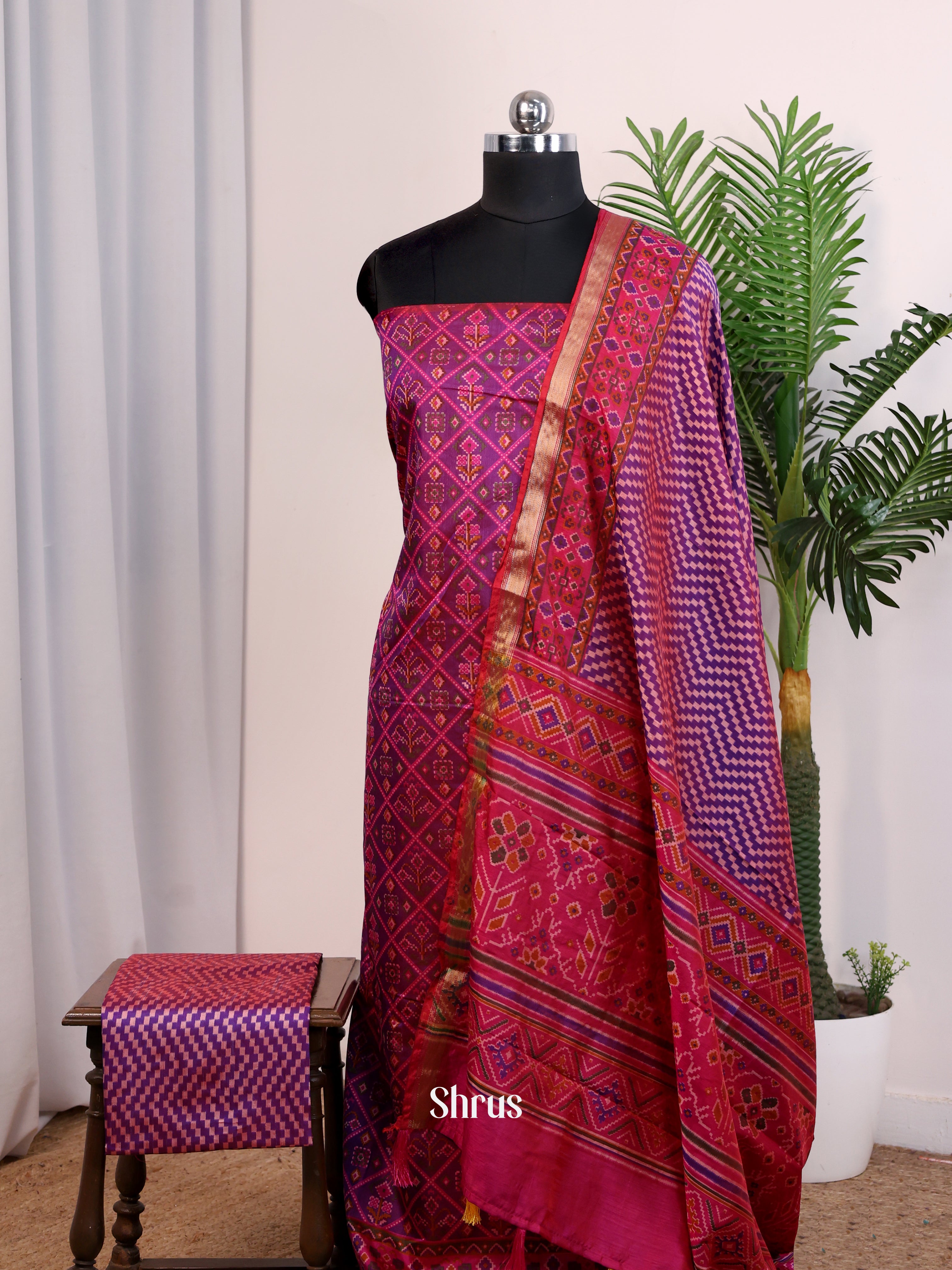 Pink & Purple- semi patola salwar - Shop on Shrus.com