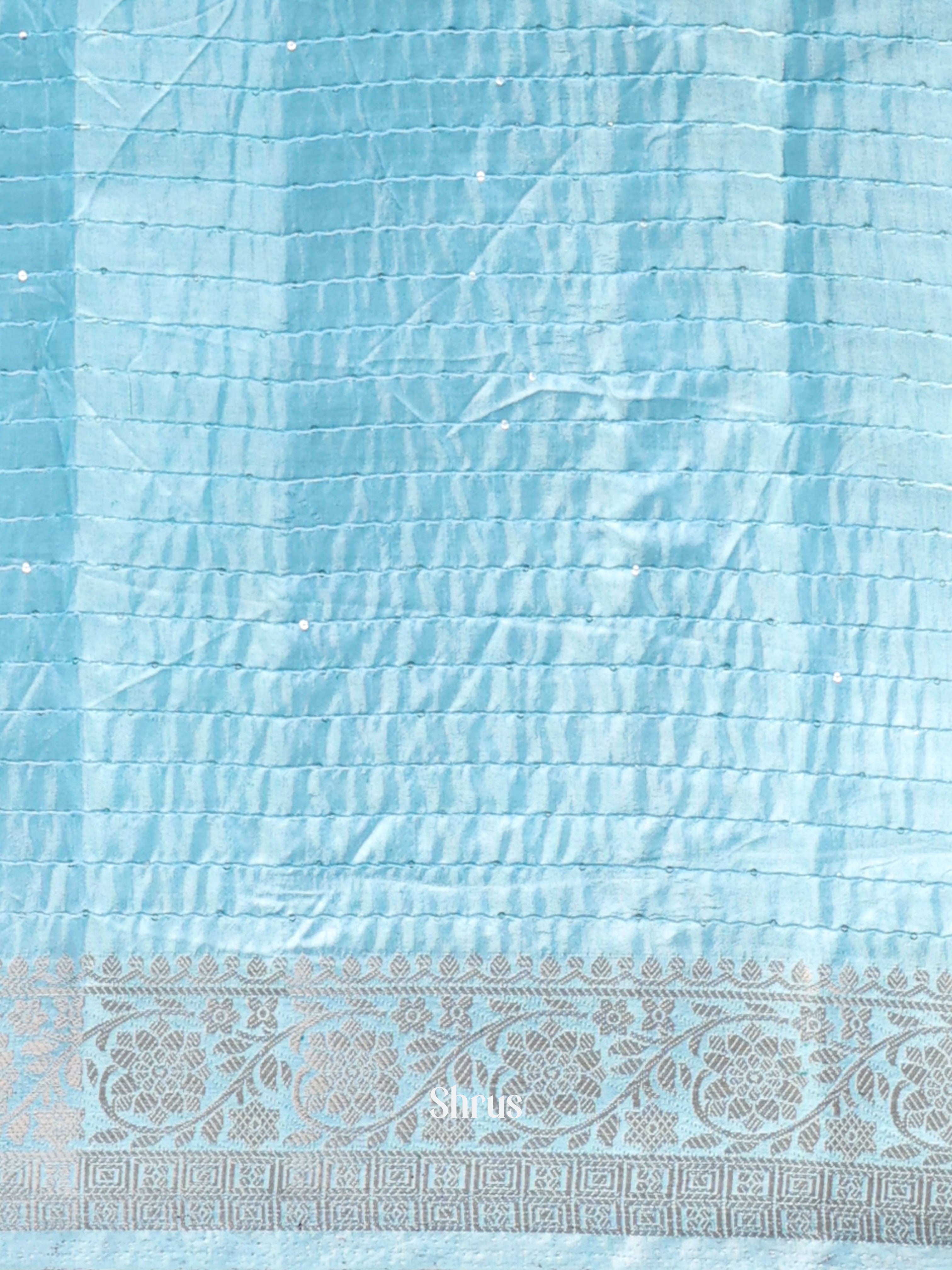 Ice Blue - Semi Tussar Saree - Shop on Shrus.com