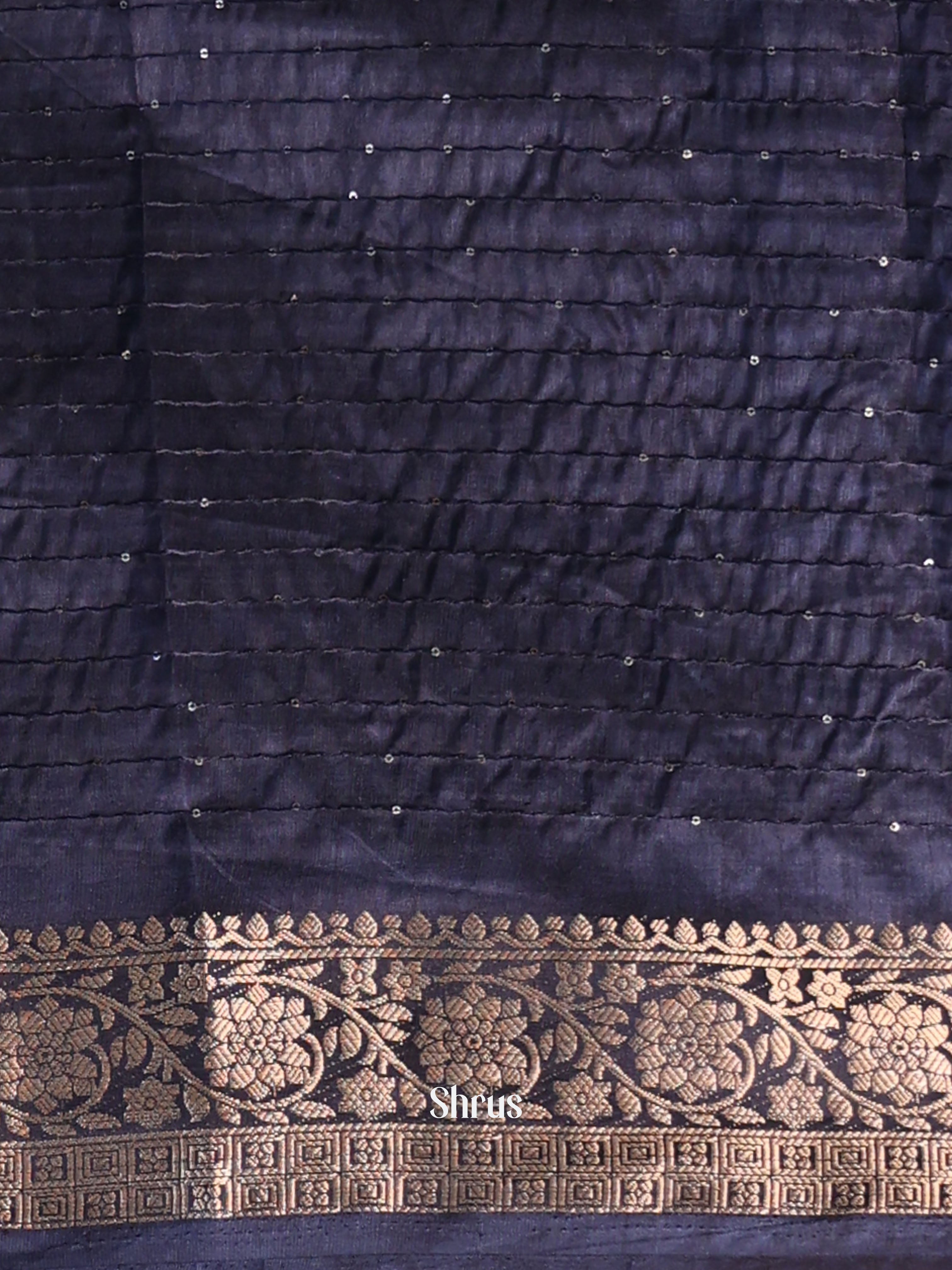 Navy Blue - Semi Tussar Saree - Shop on Shrus.com