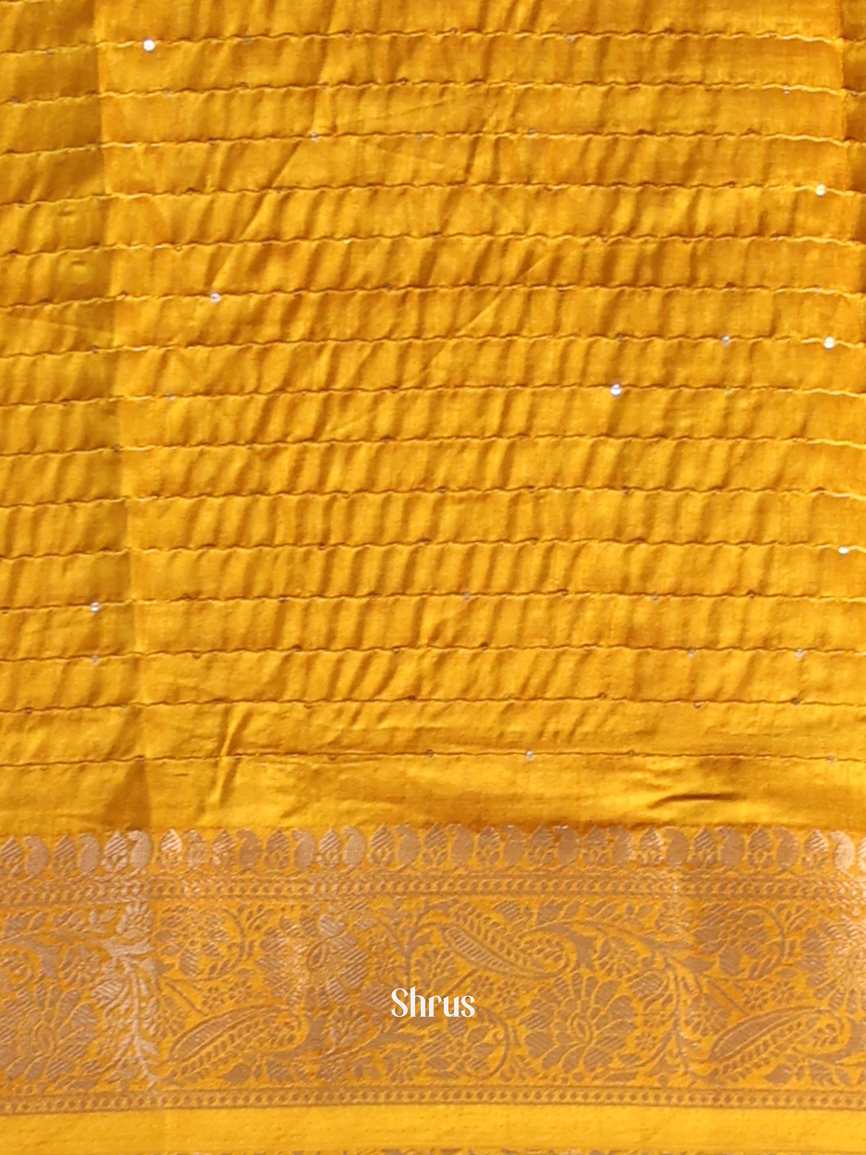 Mustard - Semi Tussar Saree - Shop on Shrus.com