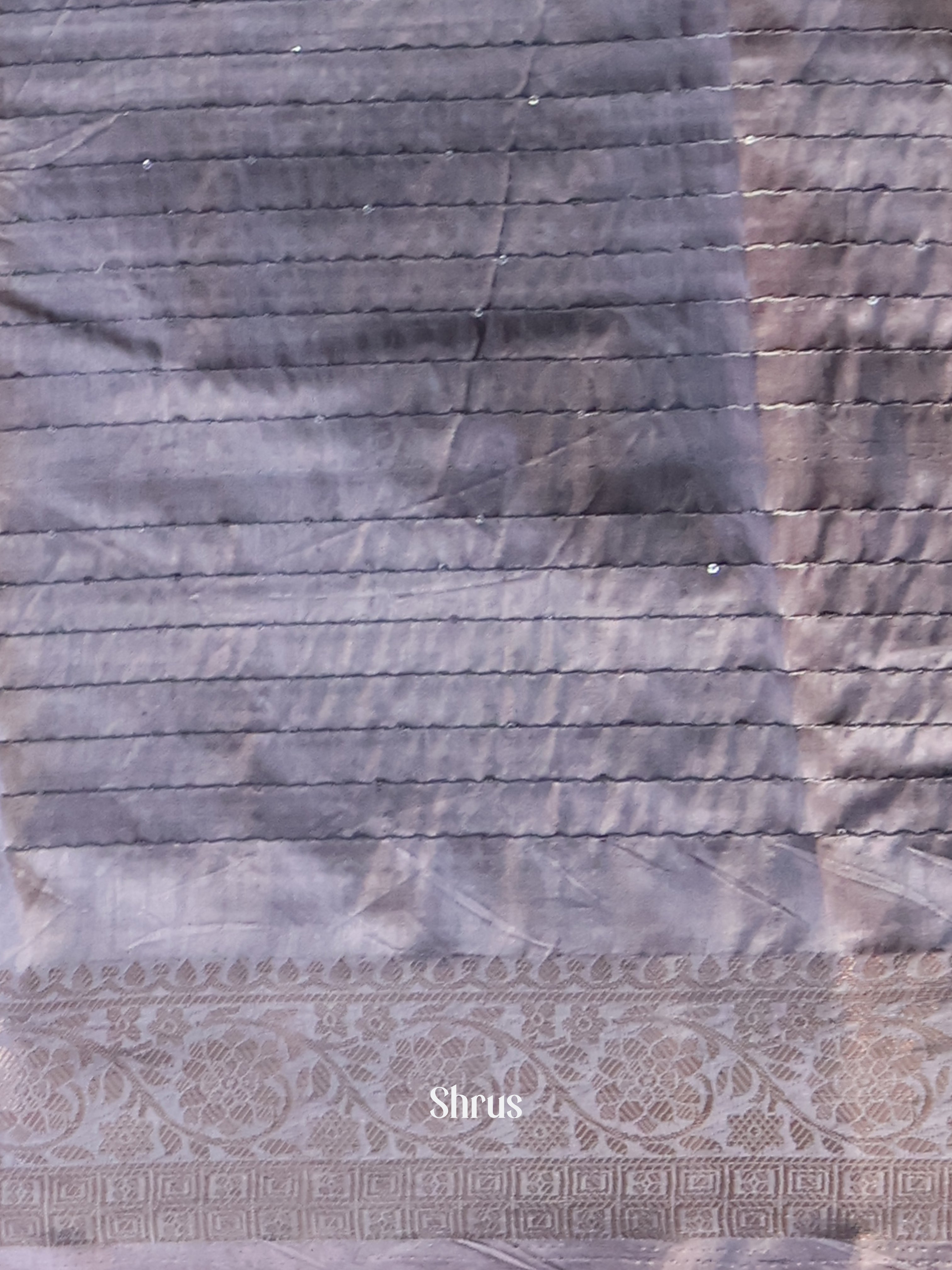Grey - Semi Tussar Saree - Shop on Shrus.com