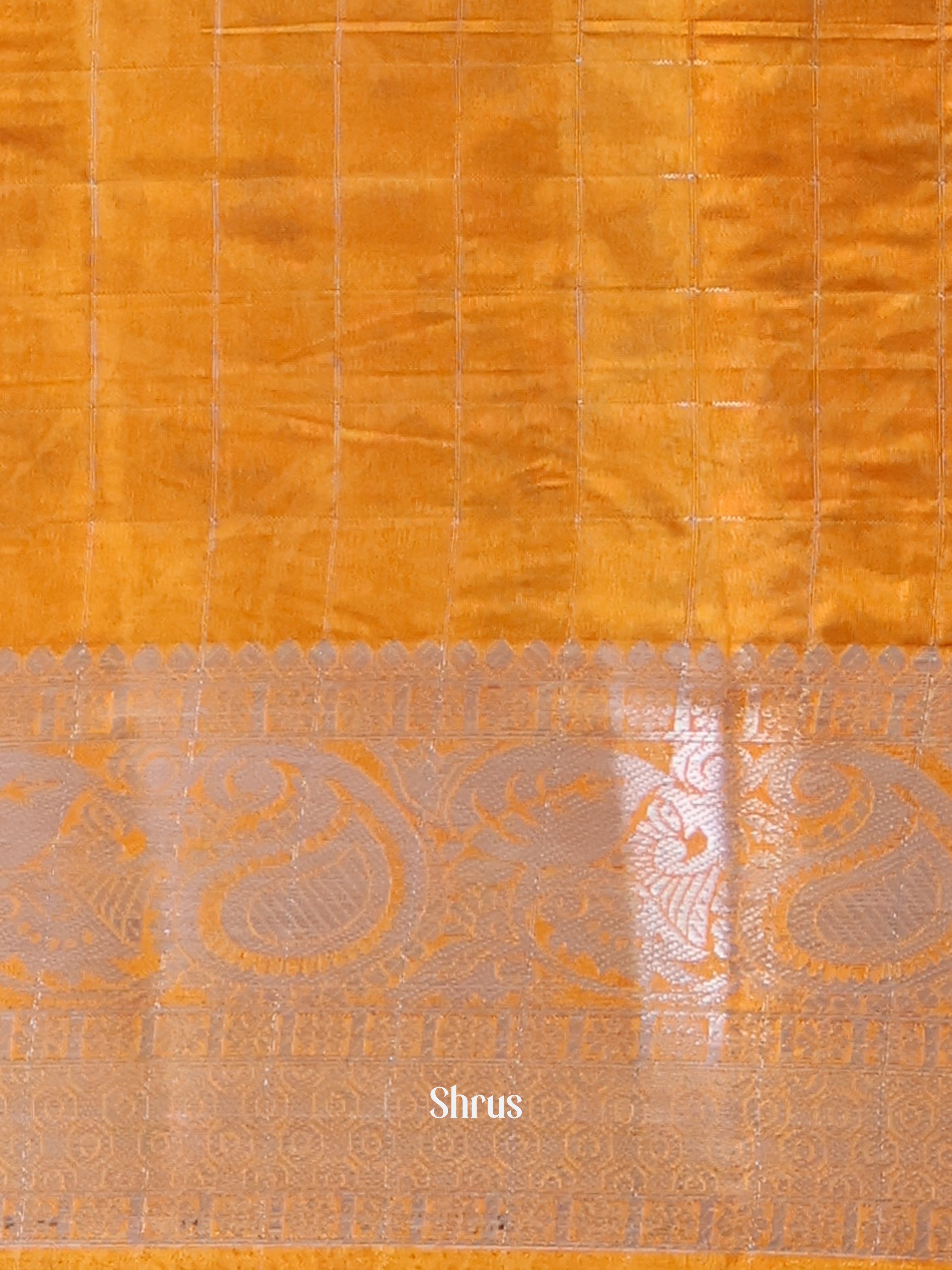 Blue & Mustard- Semi Tussar Saree - Shop on Shrus.com