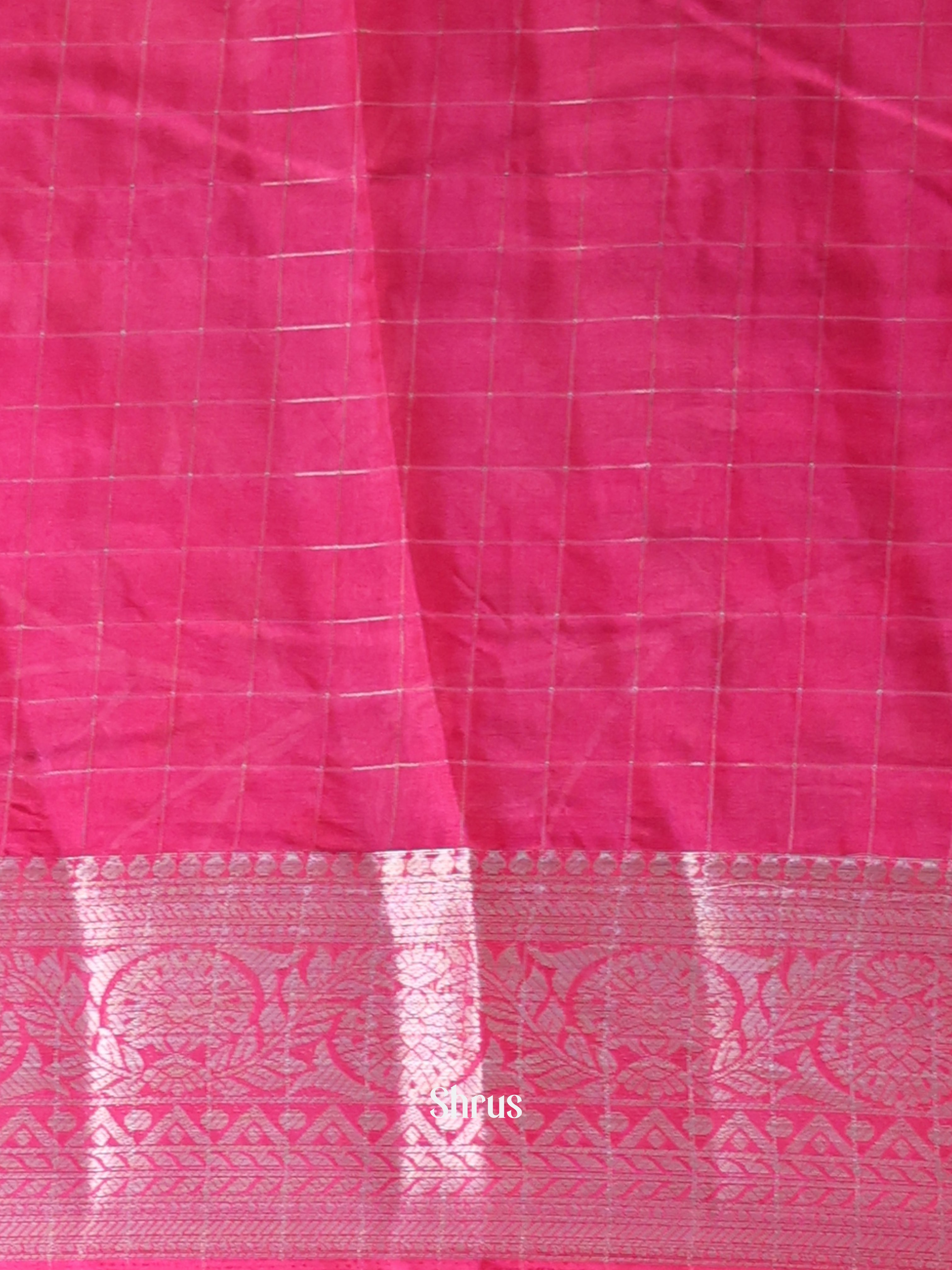 Mustardy Green & Pink- Semi Tussar Saree - Shop on Shrus.com