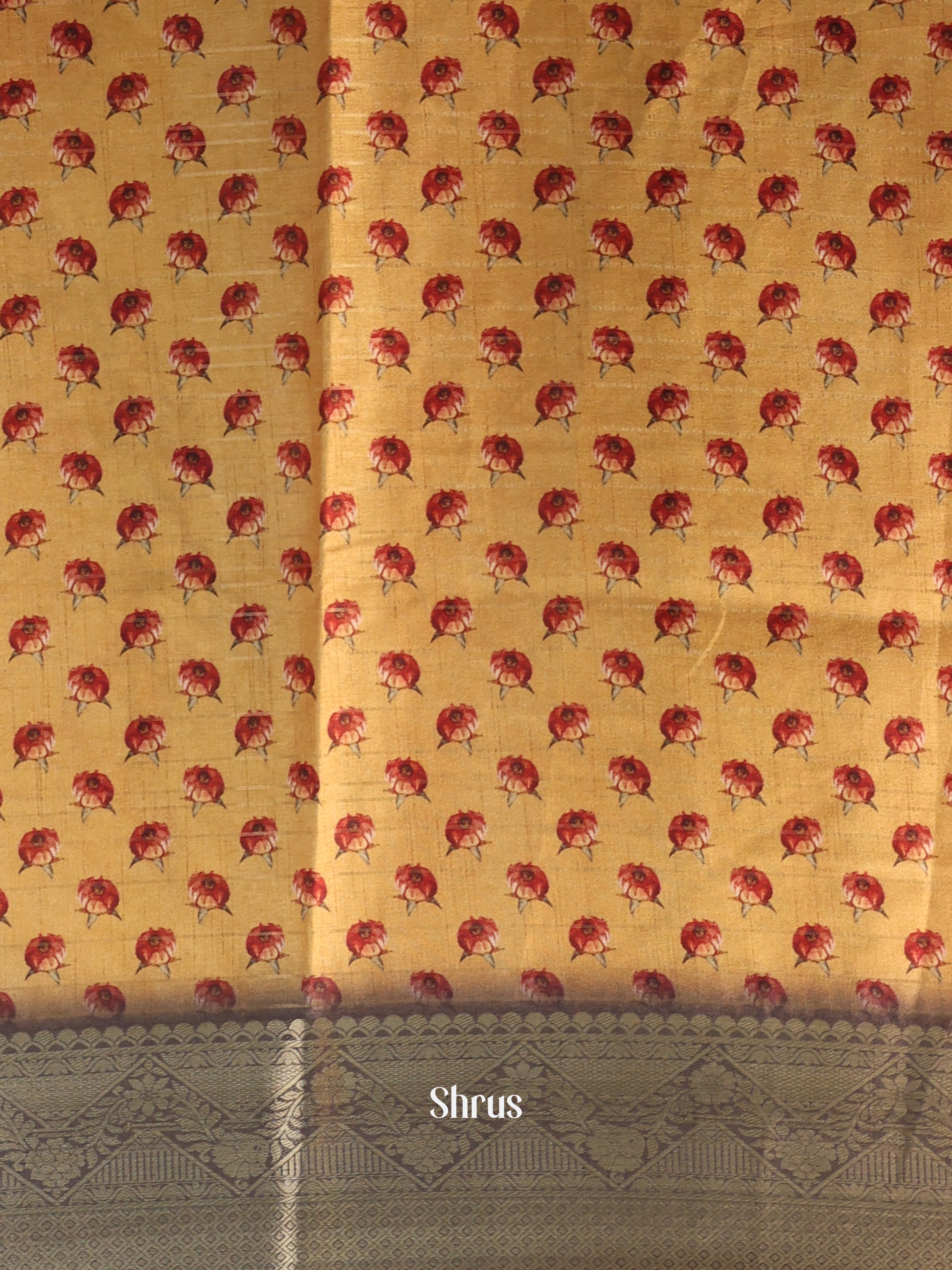 Mustard & Grey - Semi Dola silk Saree - Shop on Shrus.com