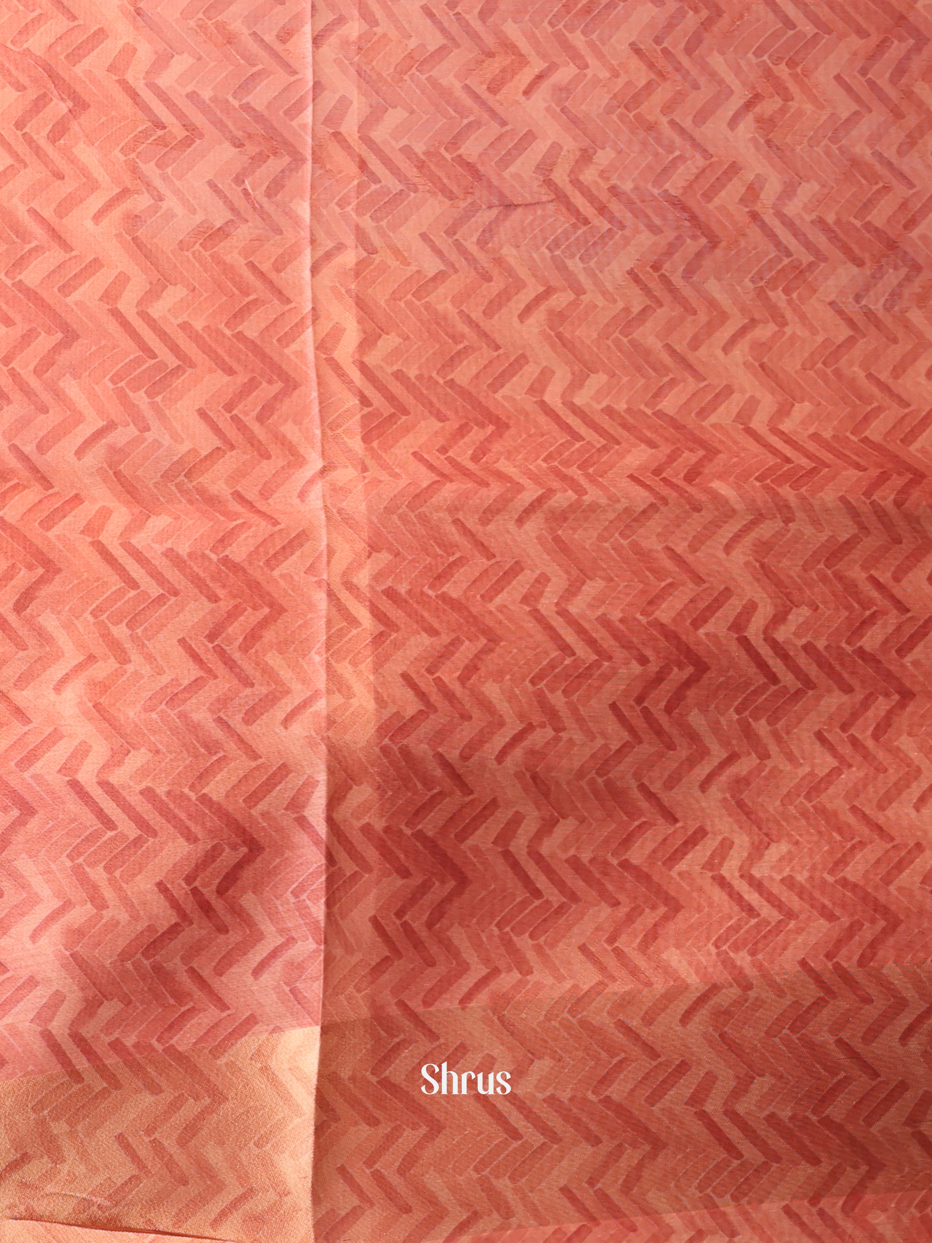 Peachish Pink & Beige - Semi Tissue Saree - Shop on Shrus.com