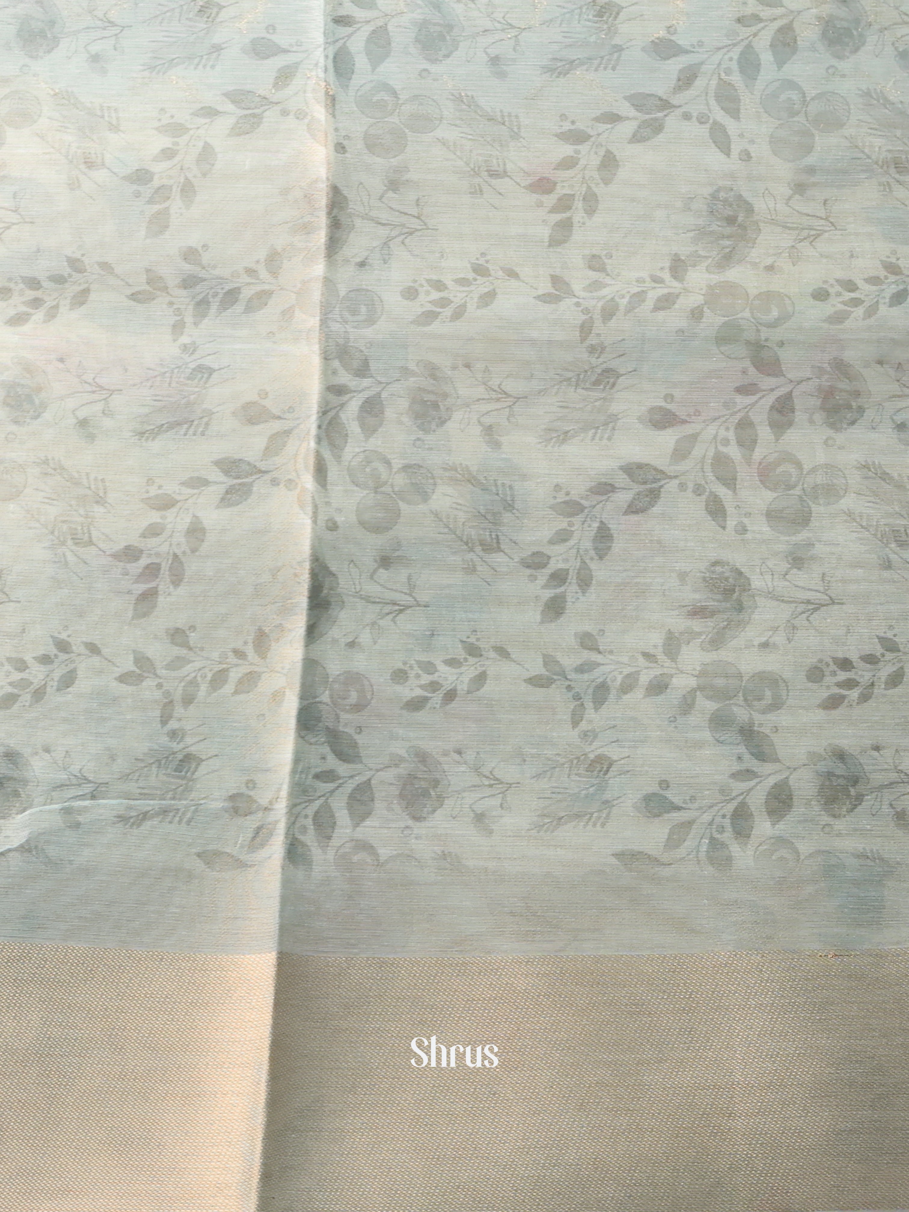 Blue & Cream - Semi Tissue Saree - Shop on Shrus.com