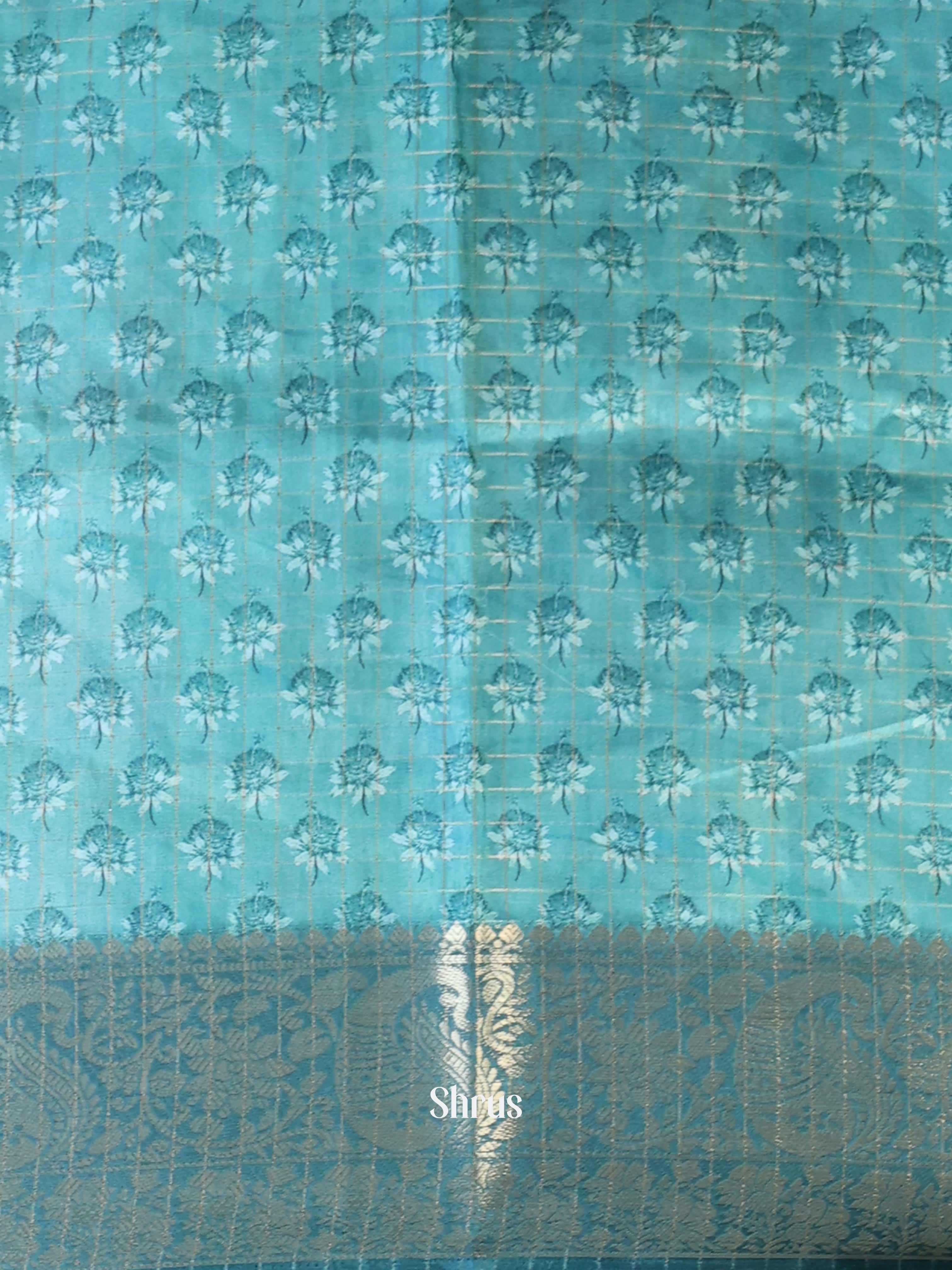 Teal - Semi Dola silk Saree - Shop on Shrus.com