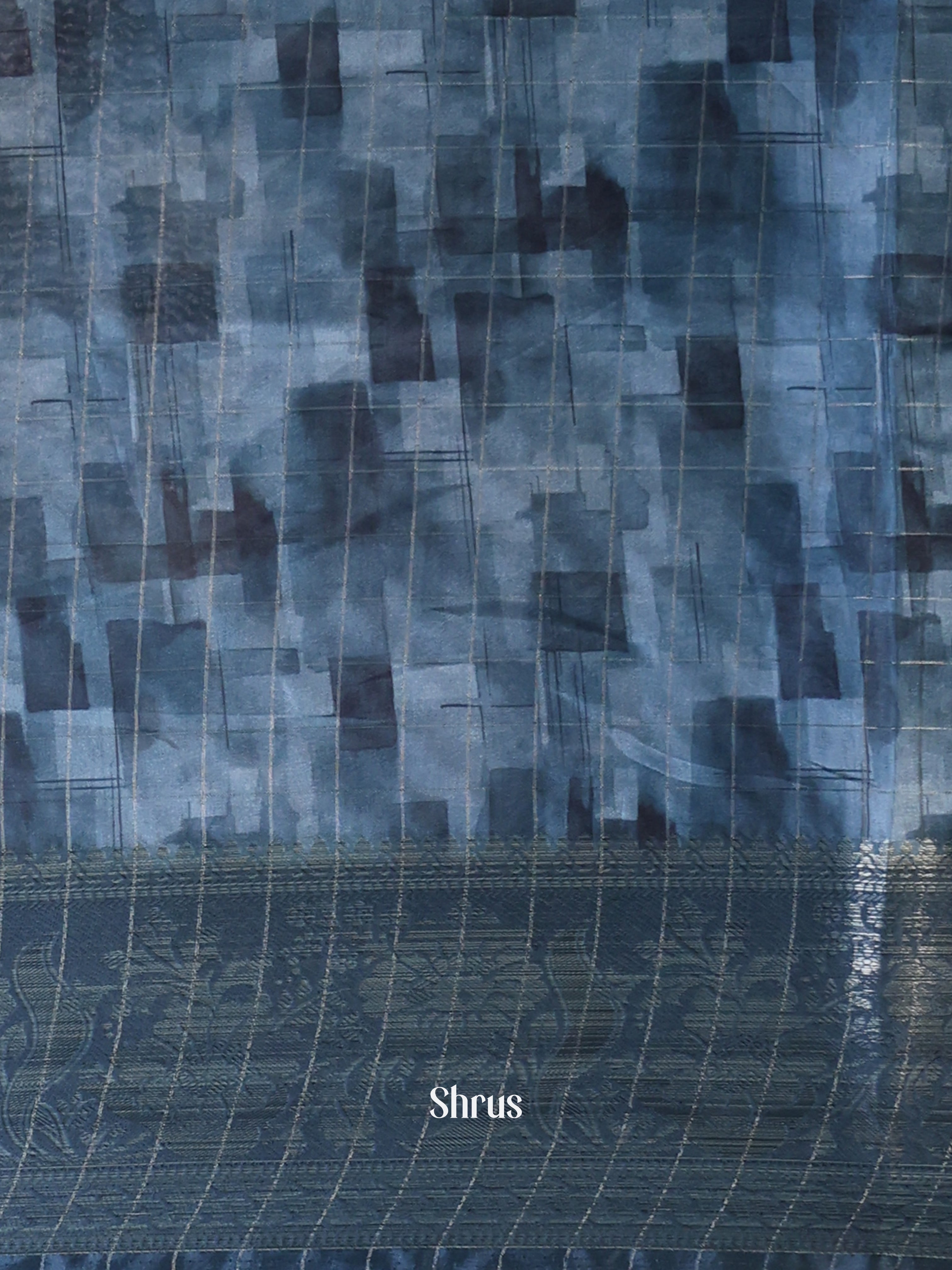 Grey & Blue - Semi Dola silk Saree - Shop on Shrus.com