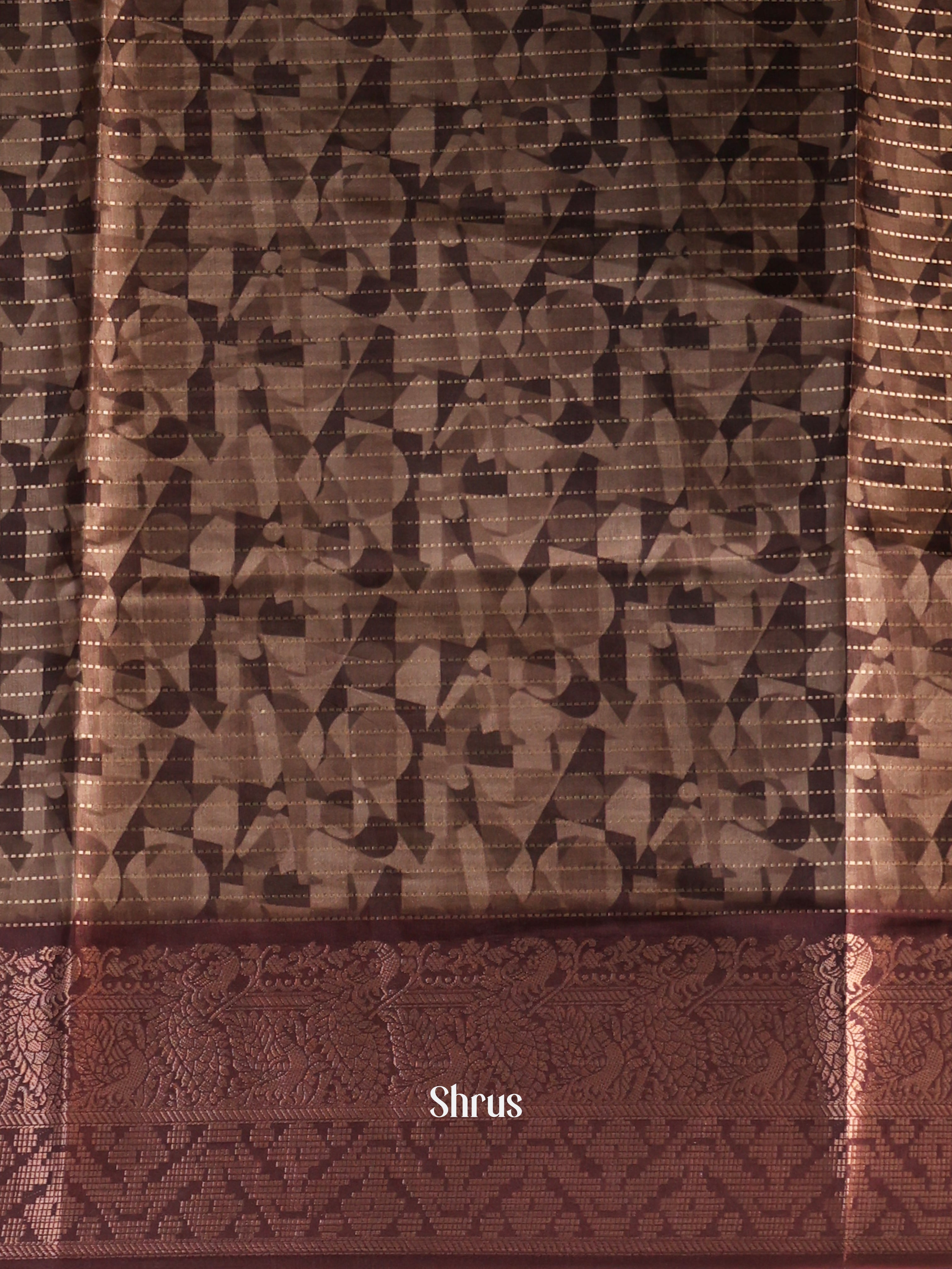Grey & Brown - Semi Dola silk Saree - Shop on Shrus.com