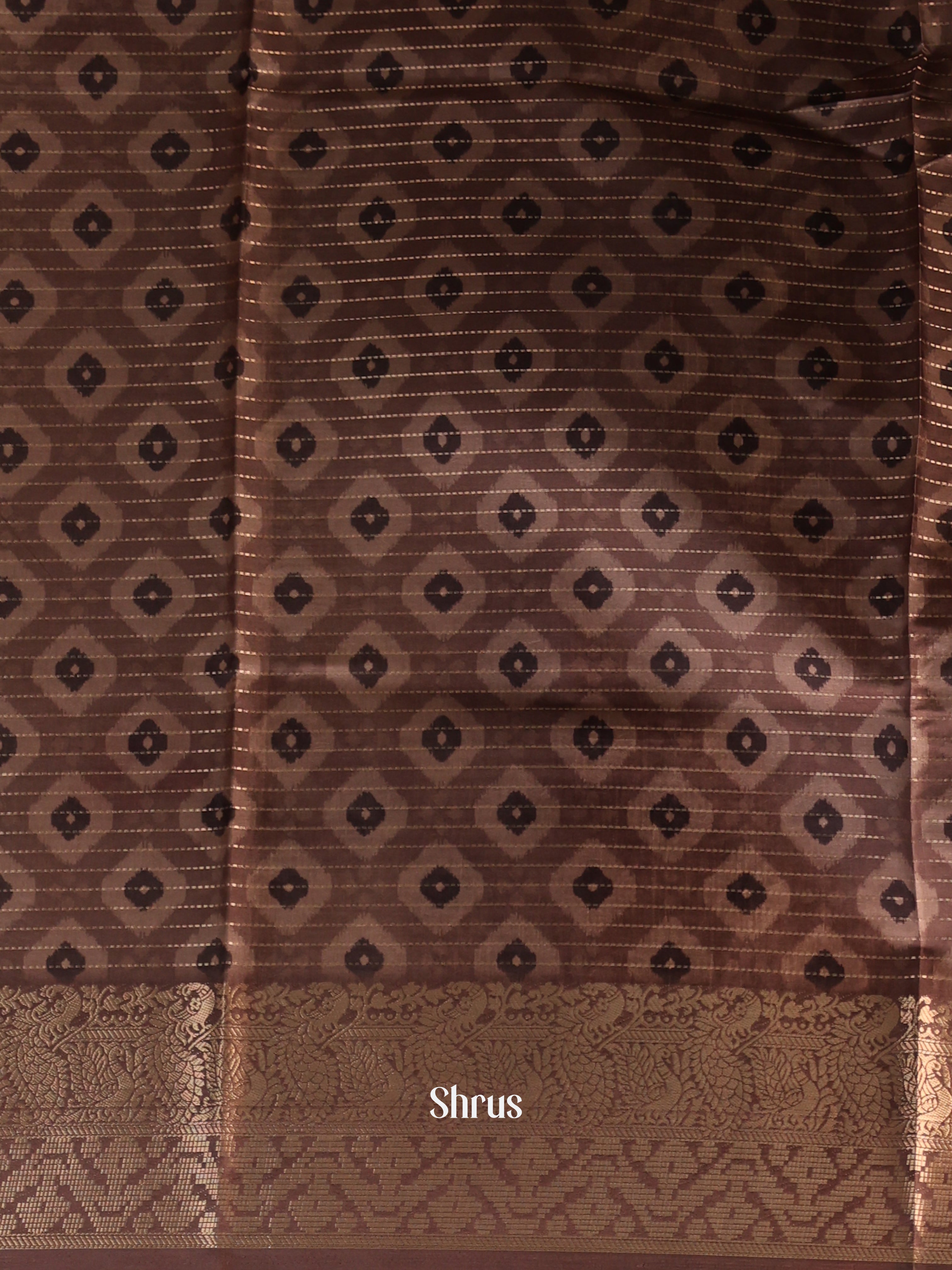 Cream & Brown - Semi Dola silk Saree - Shop on Shrus.com