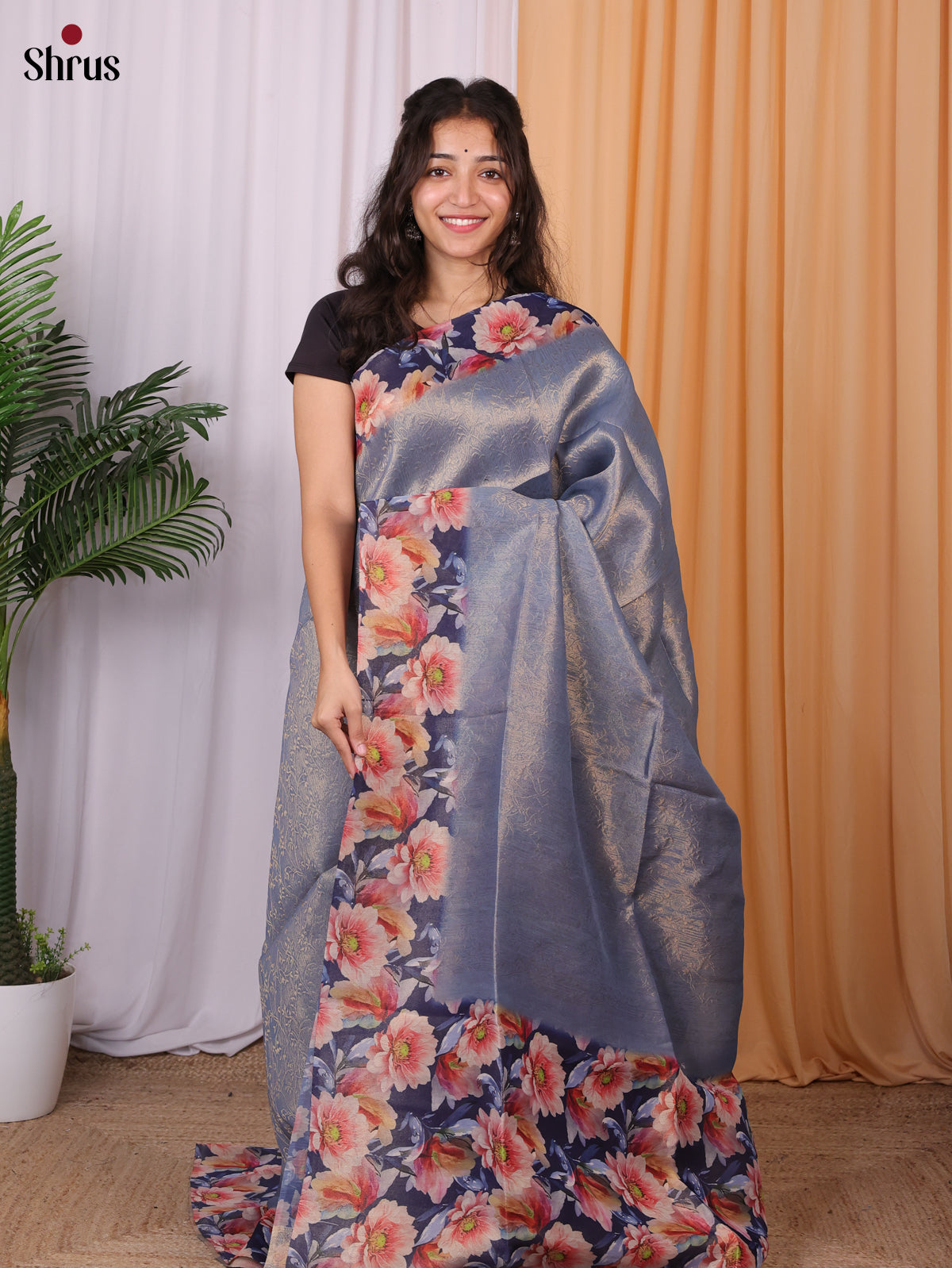 CJS30198 - Semi Tissue Saree - Shop on Shrus.com