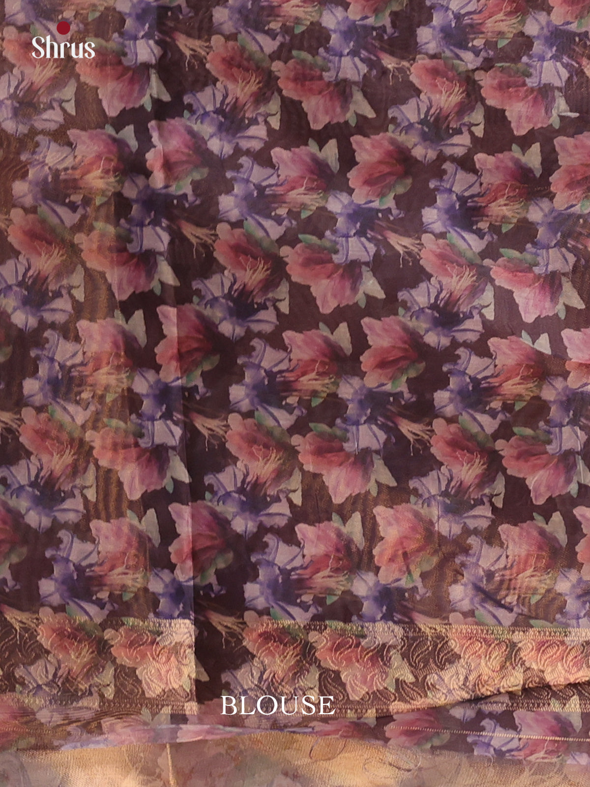 Lavender & Brown - Semi Tissue Saree - Shop on Shrus.com