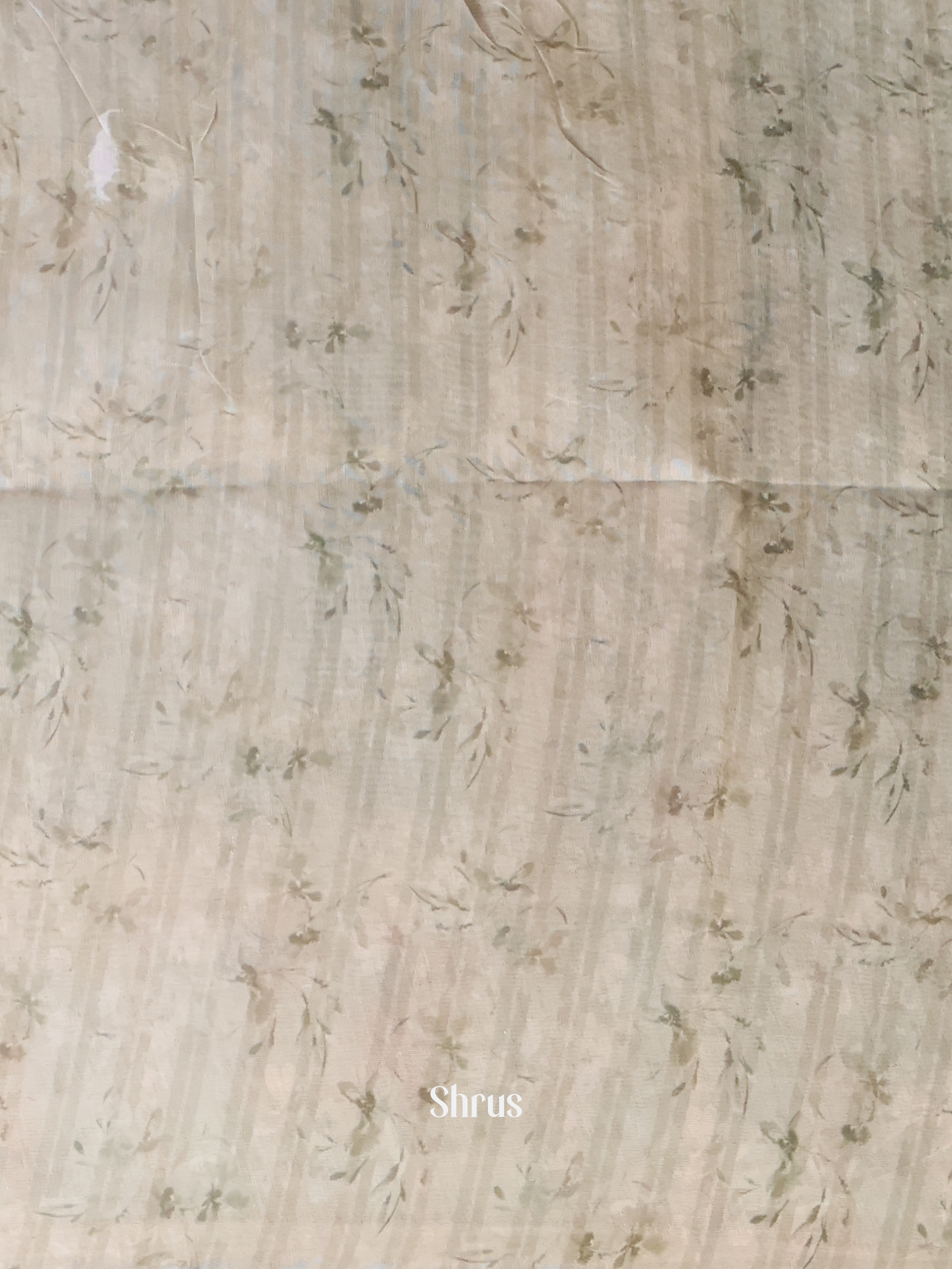 Grey Green & Cream - Semi Jute Saree - Shop on Shrus.com