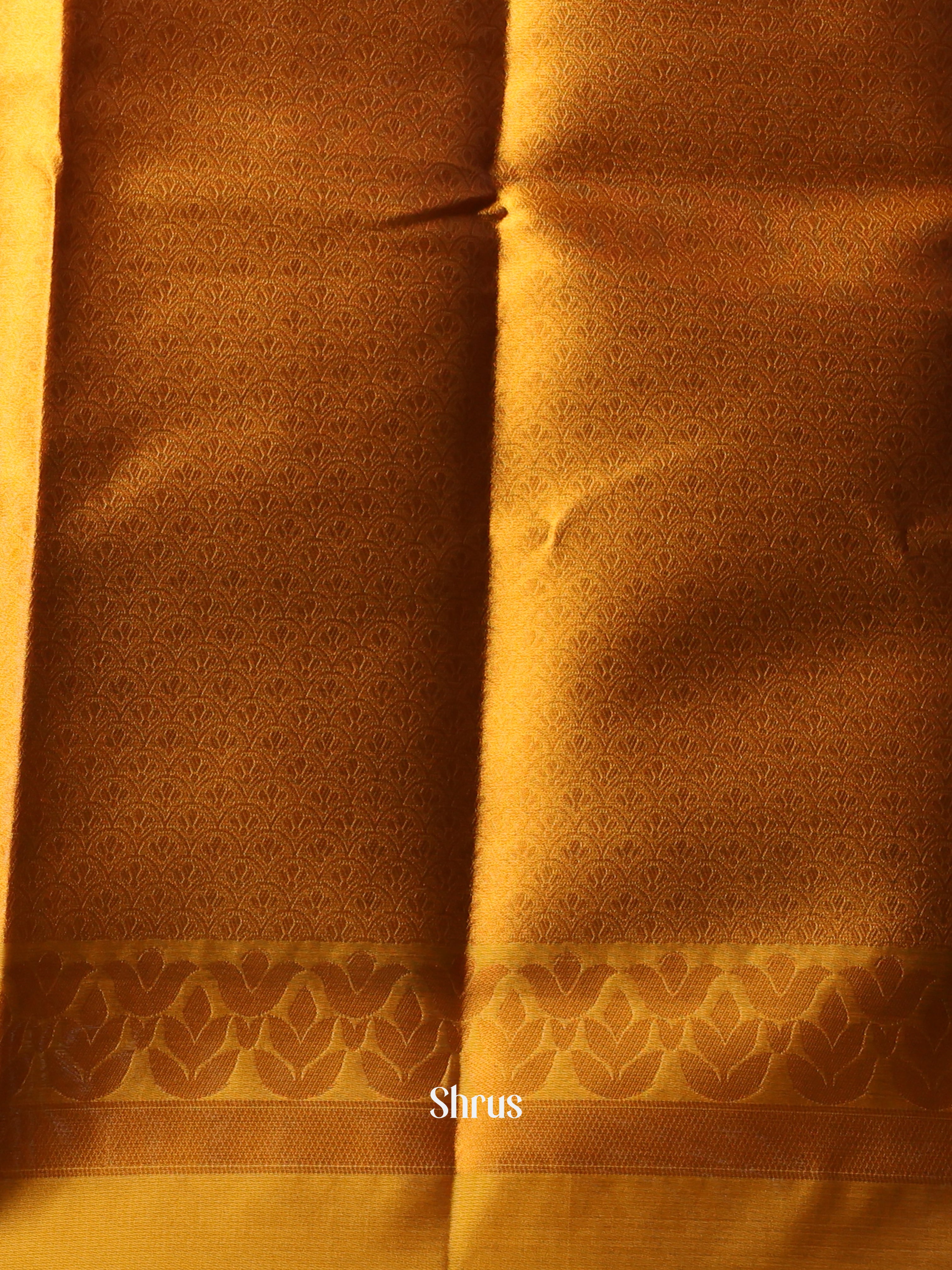 Green & Mustard - Semi Softsilk Saree - Shop on Shrus.com