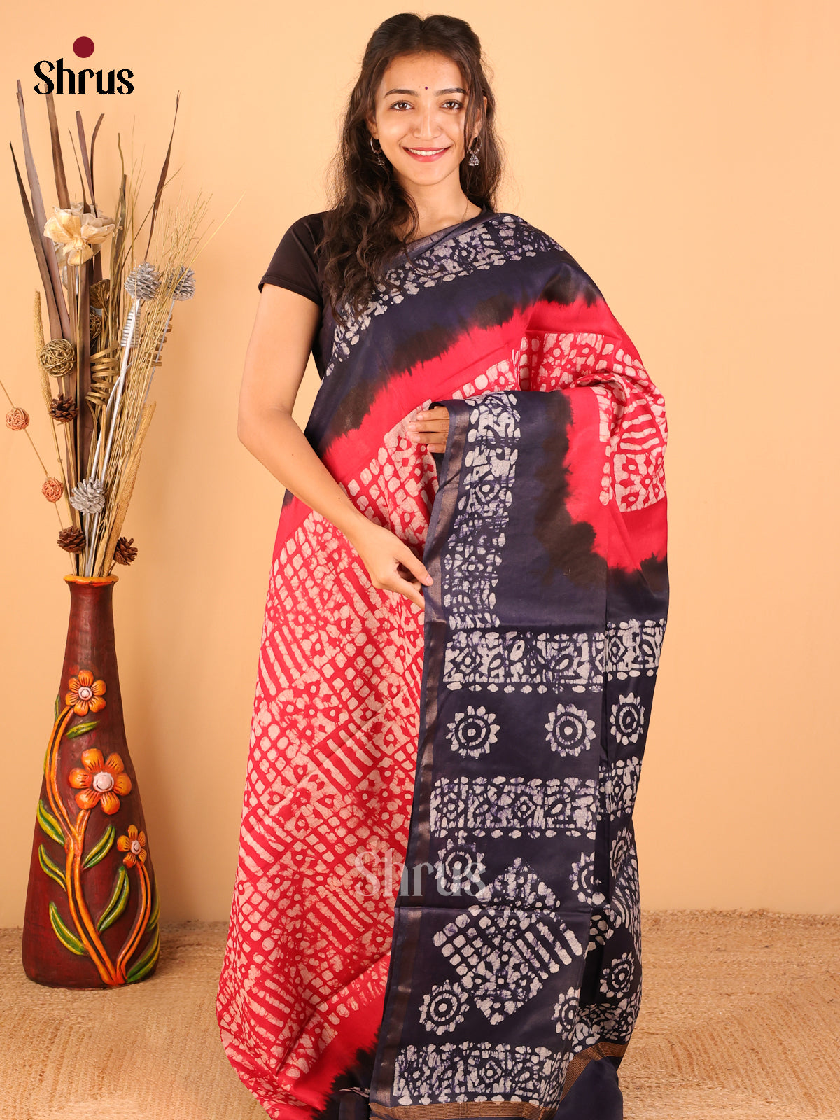 Red with Navy blue - Bhatik - CKS02062 - Shop on Shrus.com