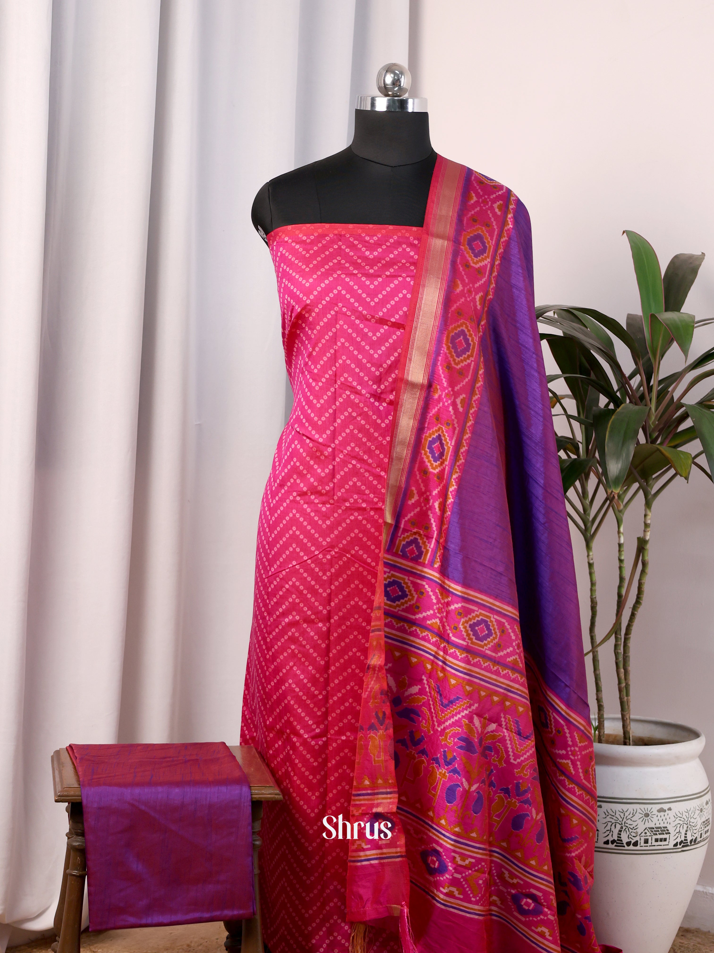 Pink & Purple - Semi patola salwar - Shop on Shrus.com