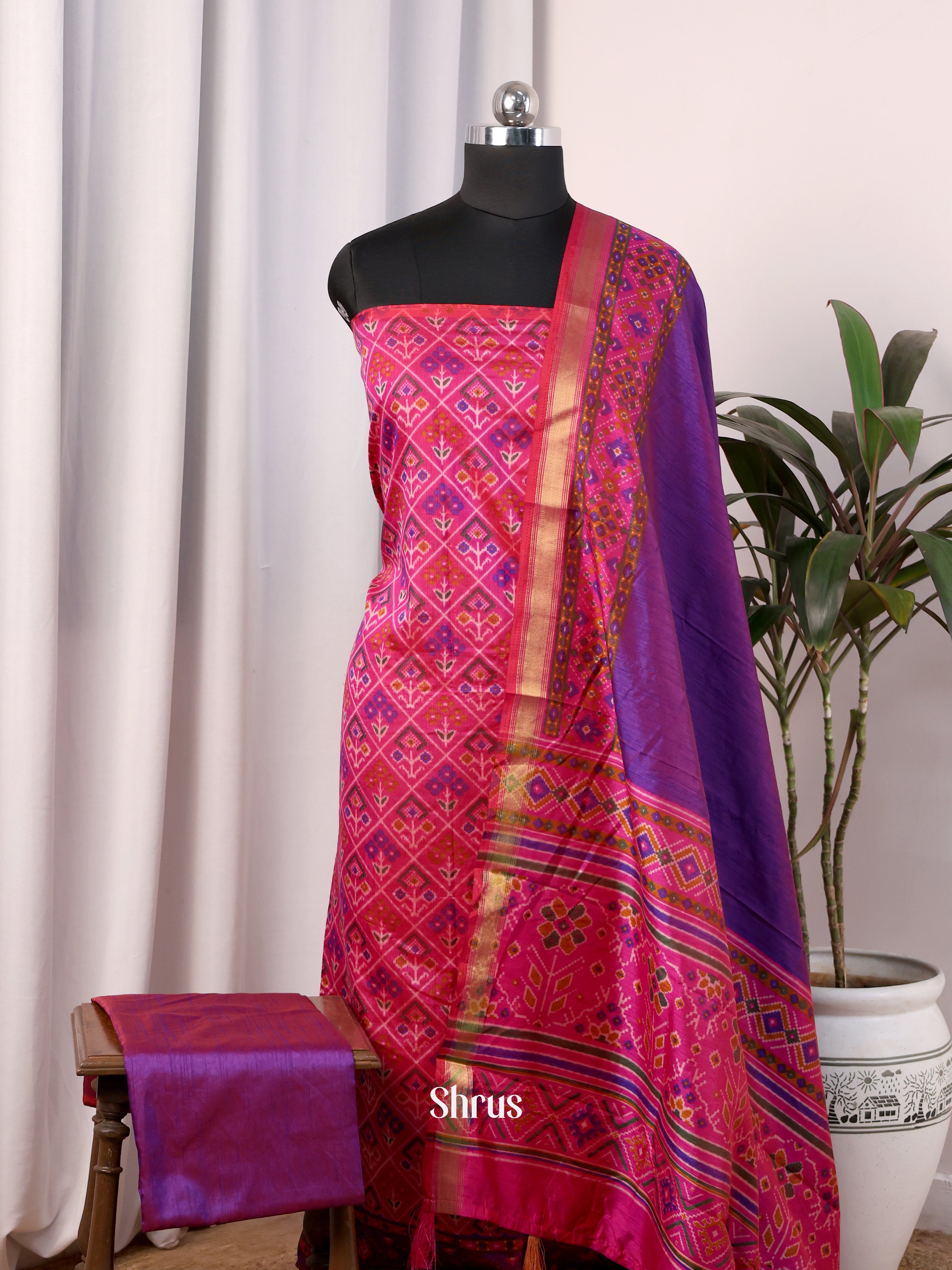 Pink & Purple - semi patola salwar - Shop on Shrus.com