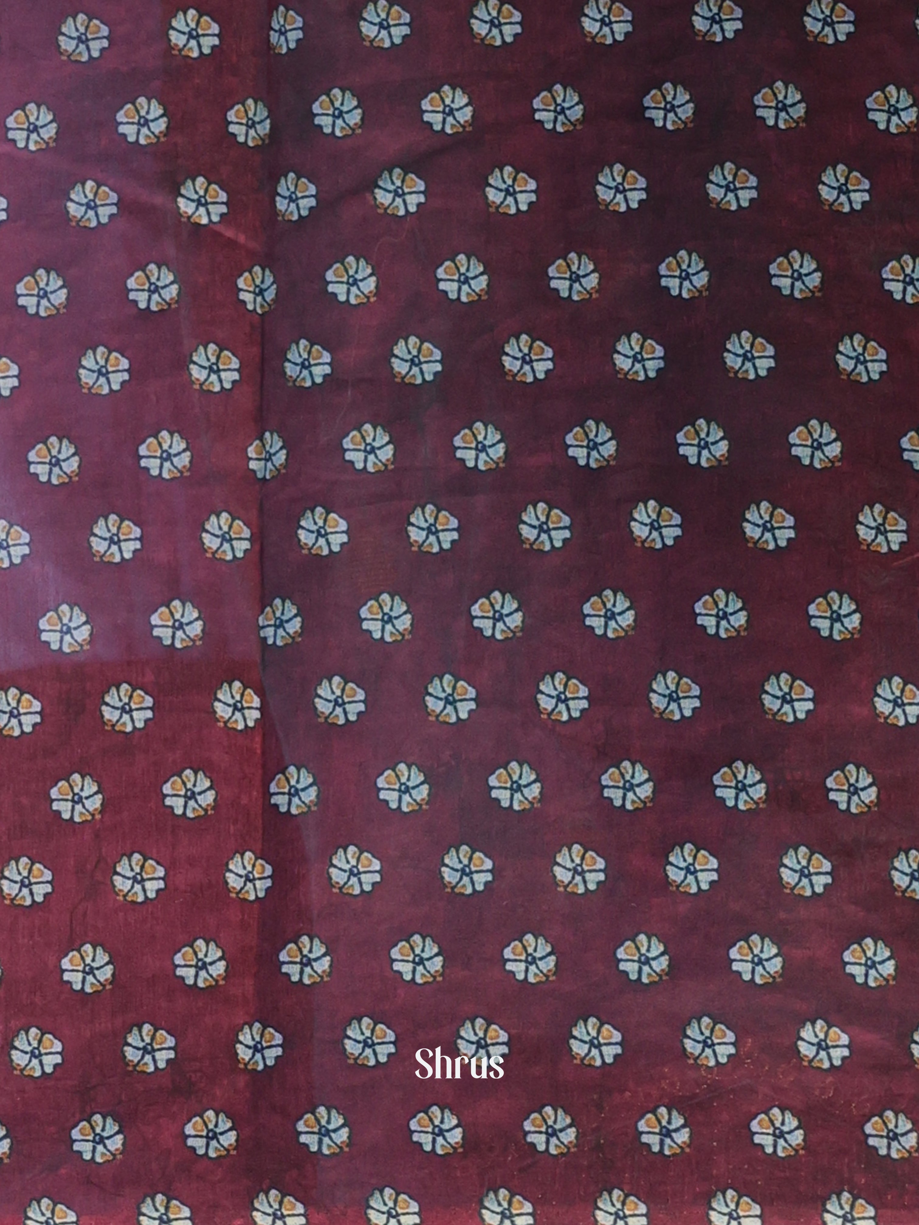 Blue & maroon - Semi Kantha Saree - Shop on Shrus.com