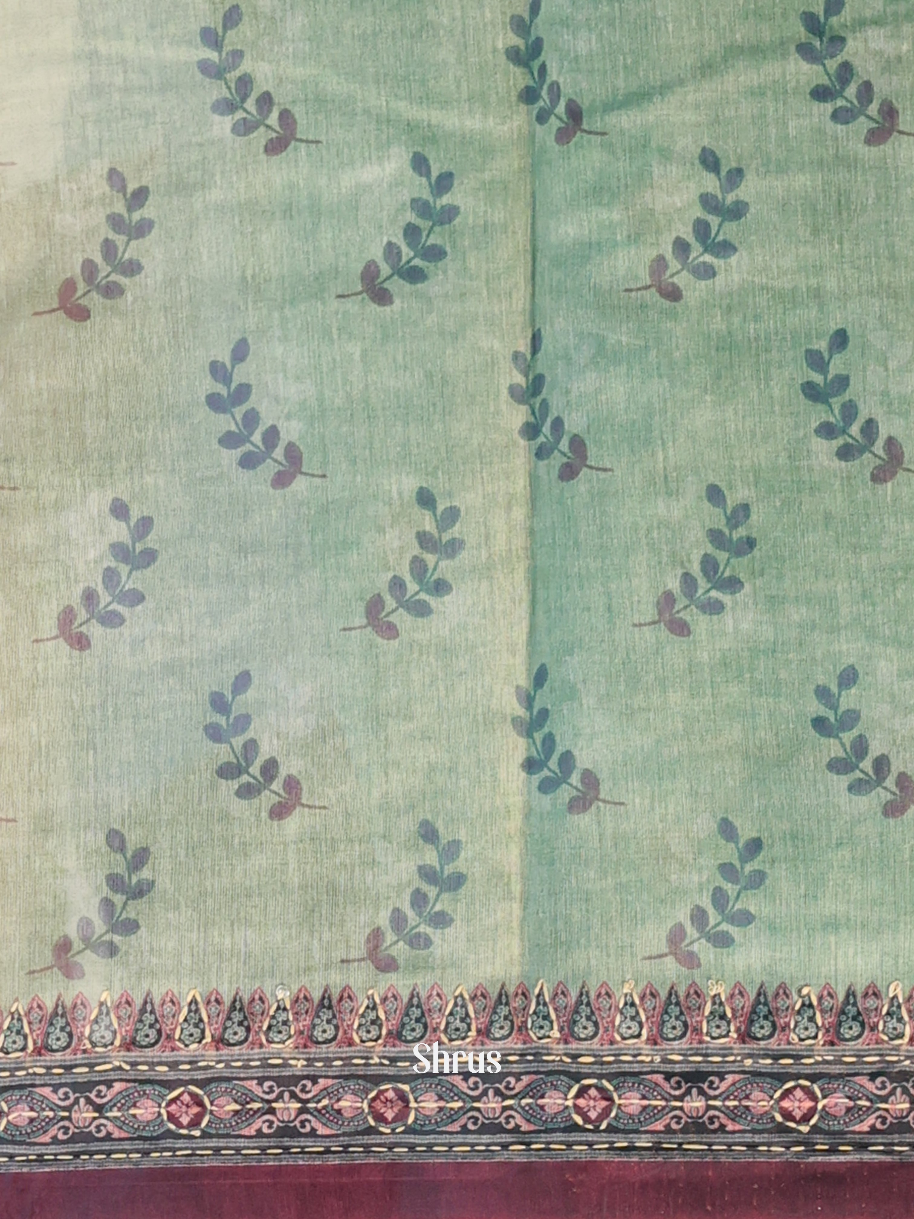 Green & Purple - Semi Kantha Saree - Shop on Shrus.com