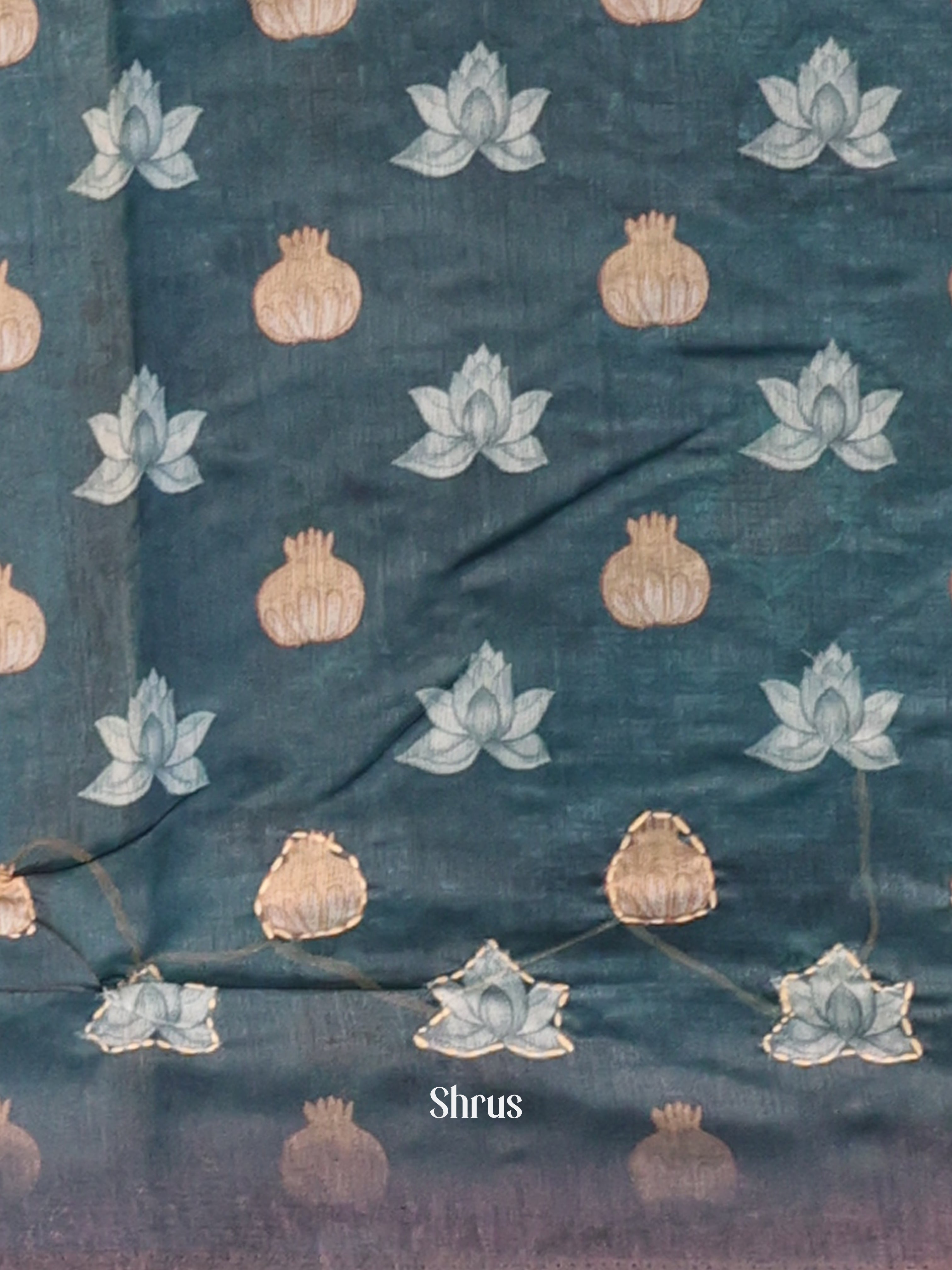 Purple & Blue - Semi Kantha saree - Shop on Shrus.com