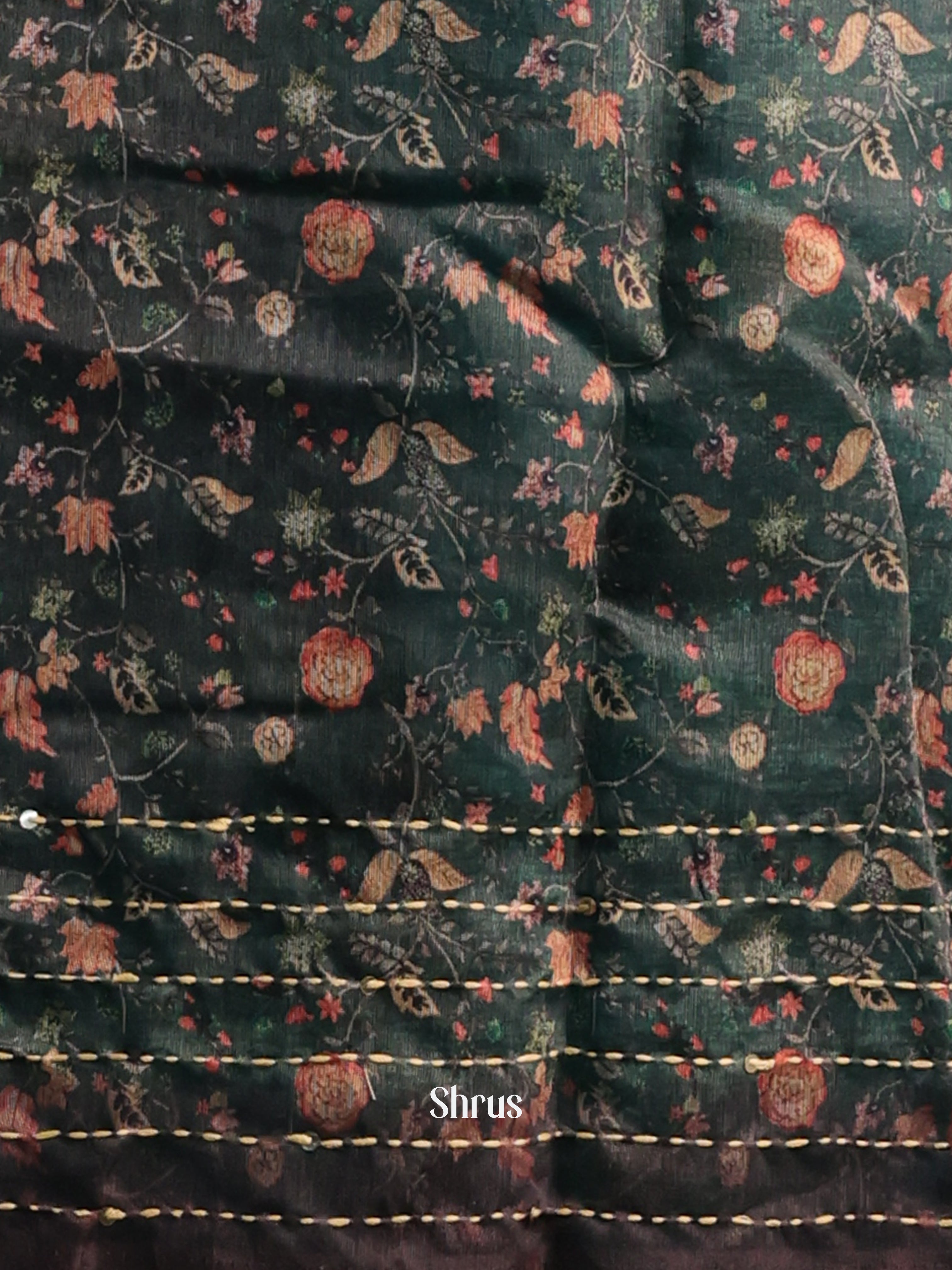 Brown & Grey - Semi Kantha Saree - Shop on Shrus.com