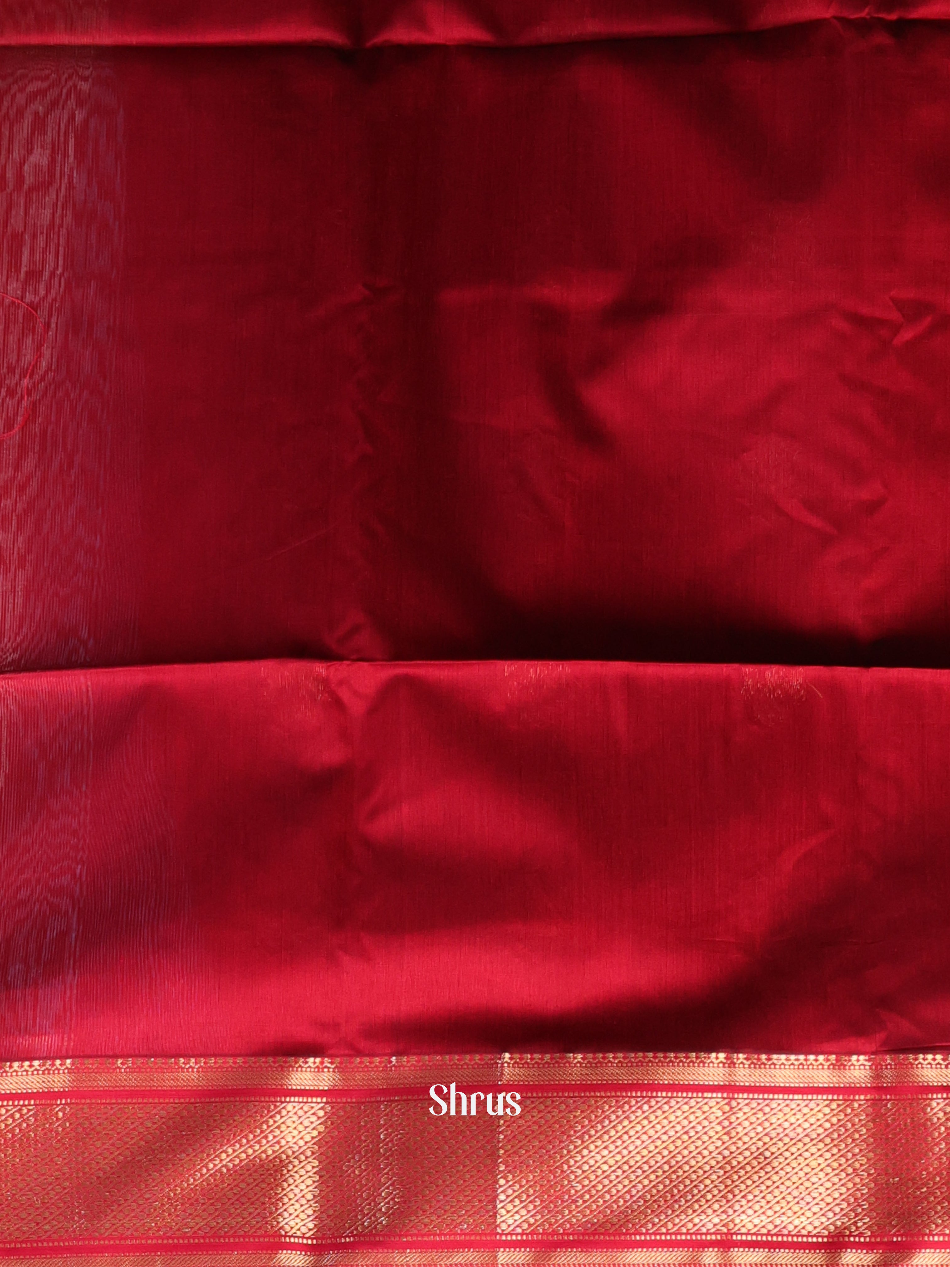 Bottle Green & Red- Maheshwari silkcotton Saree - Shop on Shrus.com