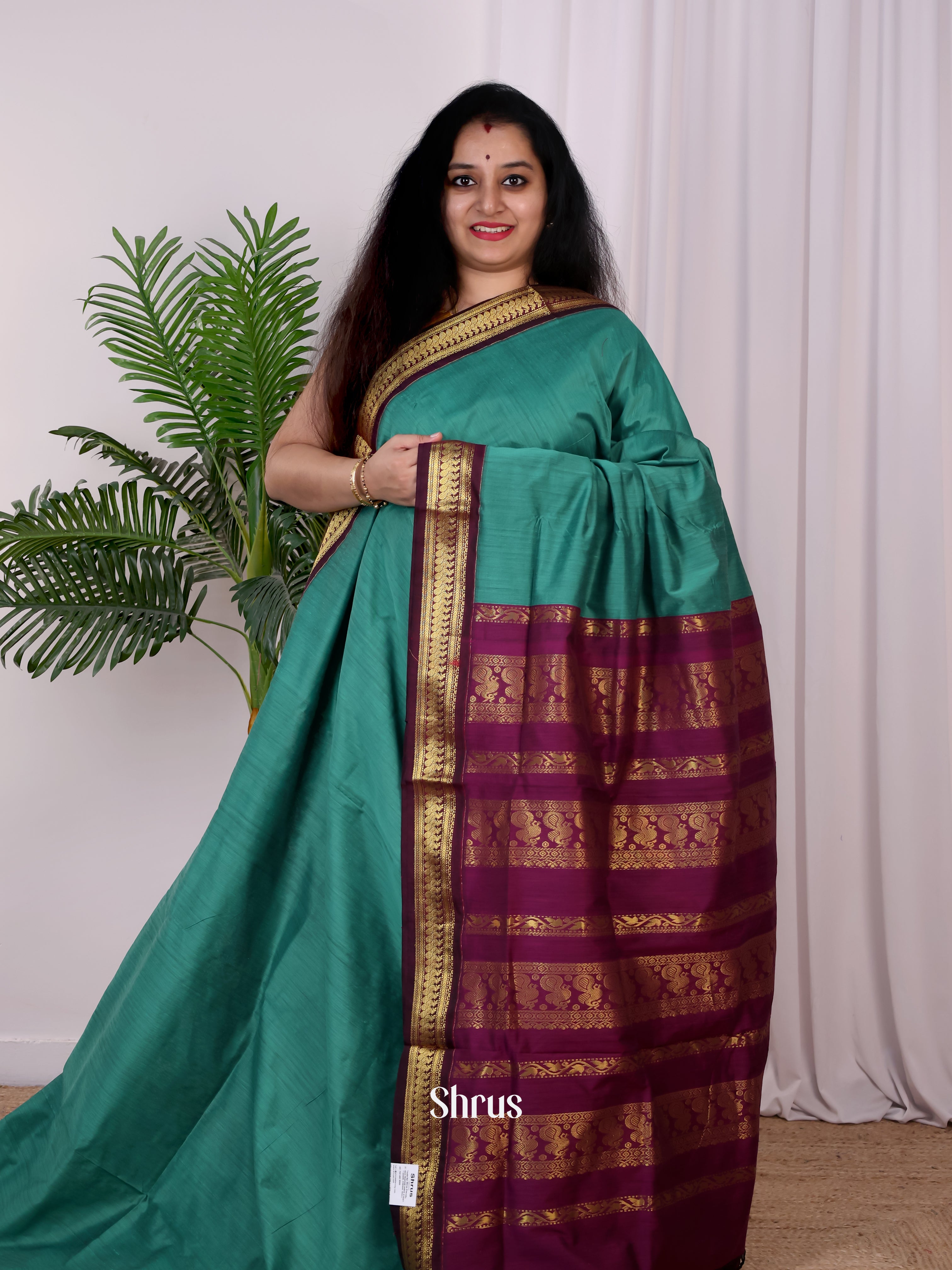 Green & Purple - Kalyani Cotton Saree - Shop on Shrus.com