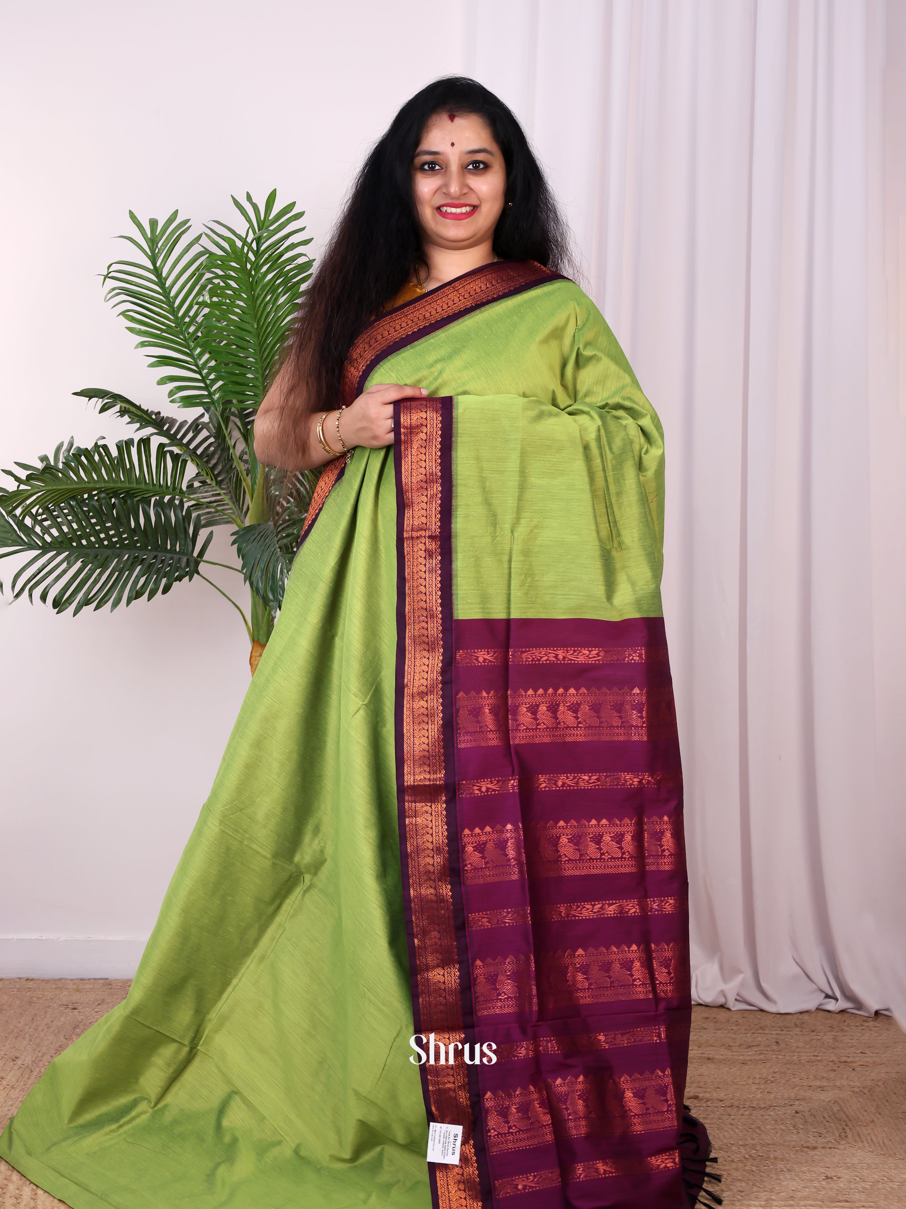 Green & Wine - Kalyani Cotton Saree - Shop on Shrus.com