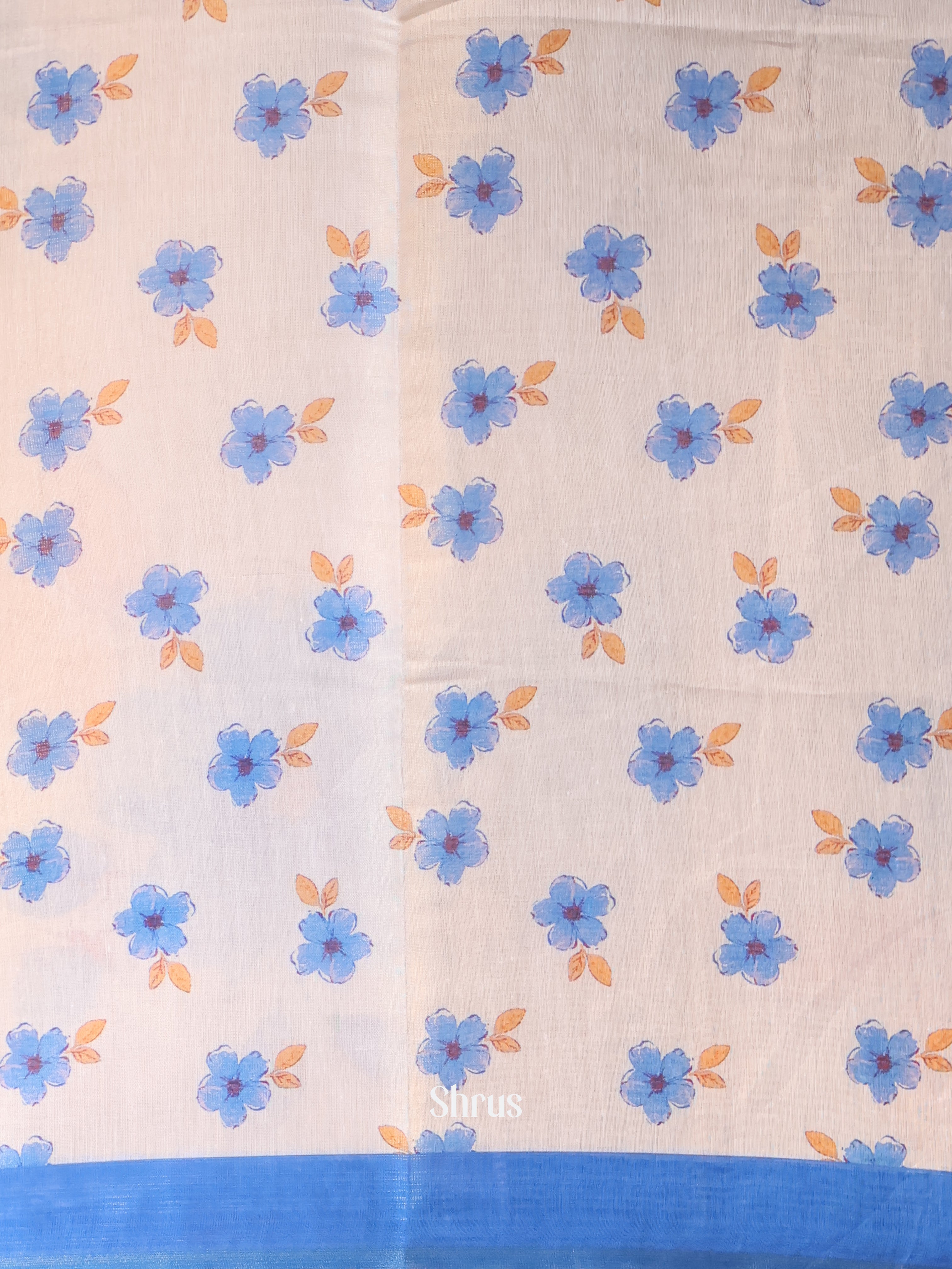 gold & blue - Semi Jute Saree - Shop on Shrus.com