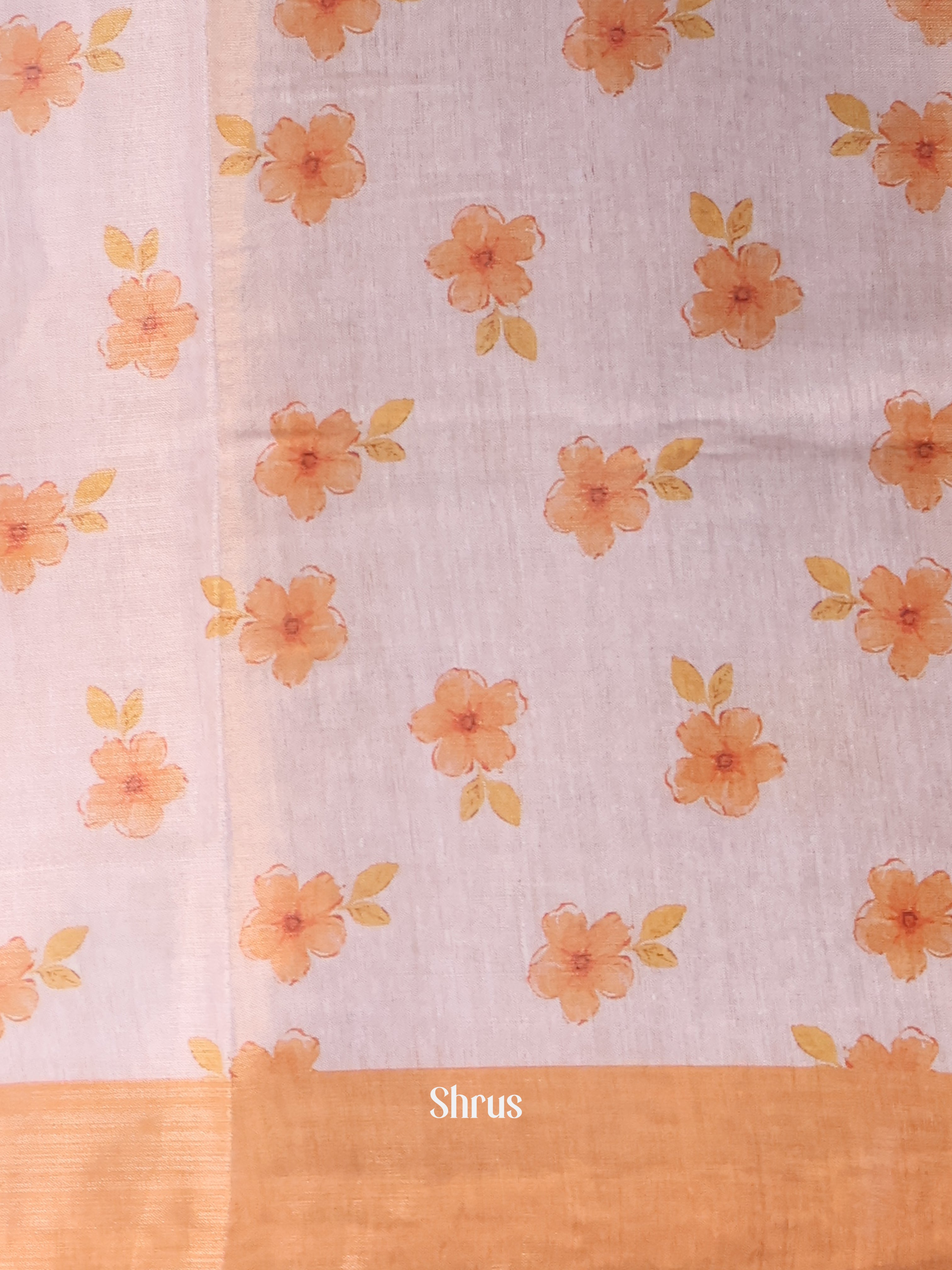 Gold & Orange - Semi Jute Saree - Shop on Shrus.com