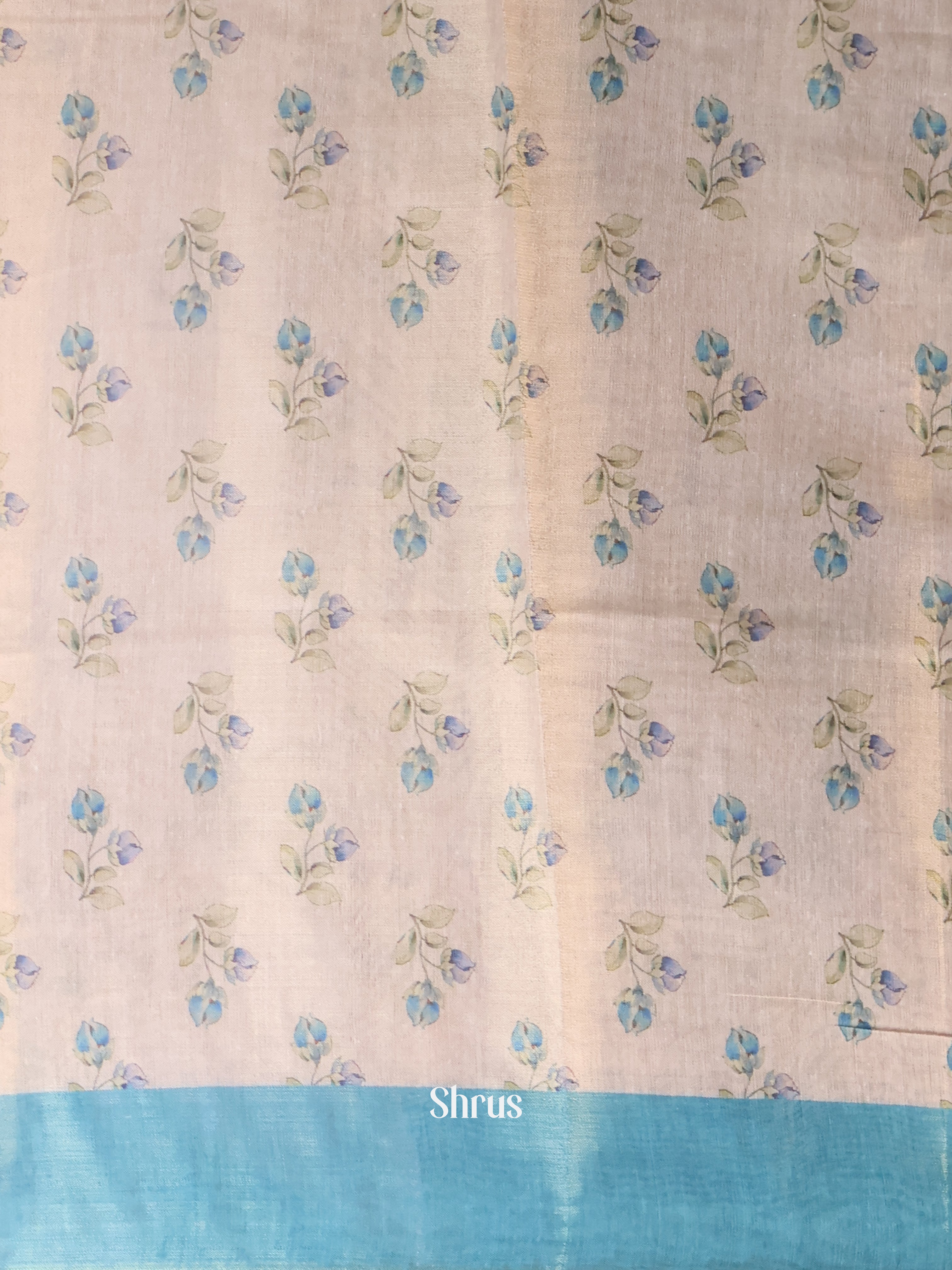 Gold & Blue - Semi Jute Saree - Shop on Shrus.com