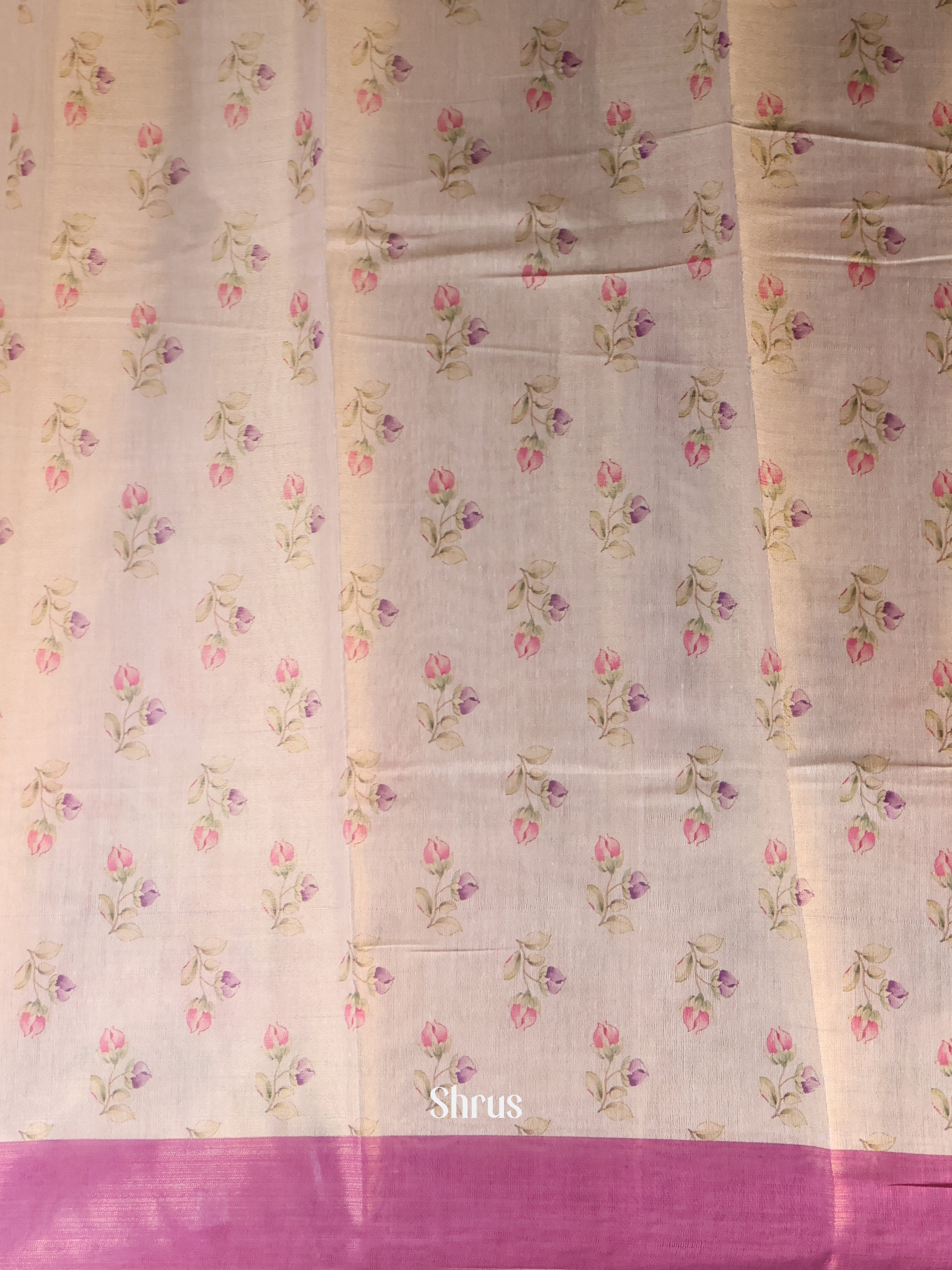 Gold & Pink - Semi Jute Saree - Shop on Shrus.com