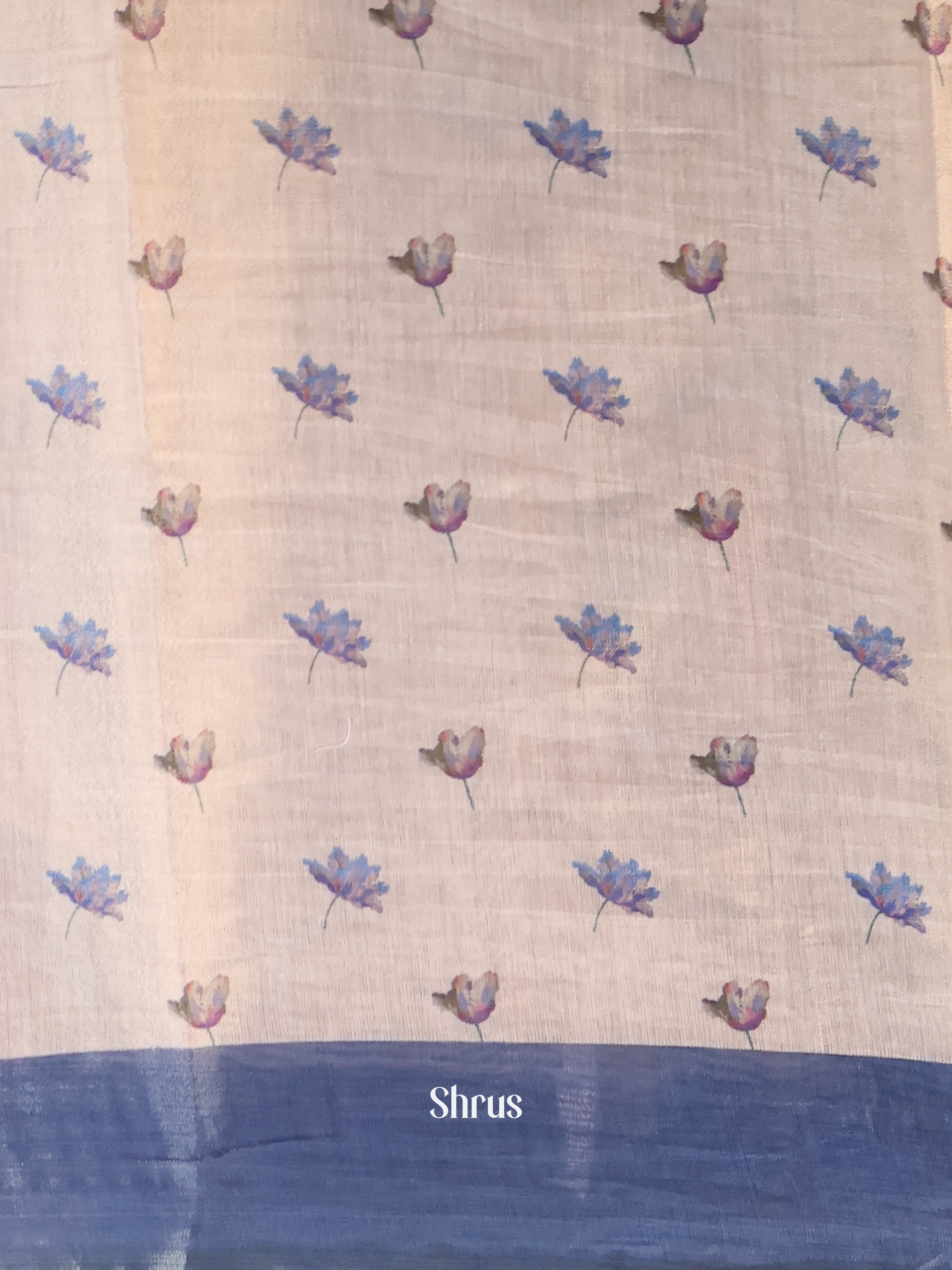 Gold & Blue - Semi Jute Saree - Shop on Shrus.com